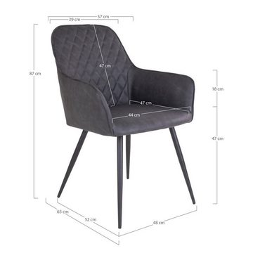 House Nordic Esszimmerstuhl Harbo Dining Chair – Esszimmerstuhl aus PU, dunkelgrau mit schwarze...