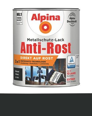 Alpina Metallschutzlack Alpina Metallschutz-Lack Anti-Rost Rostschutz Grundierung 750 ml, Spezialfarbe für die Anwendung direkt auf Rost