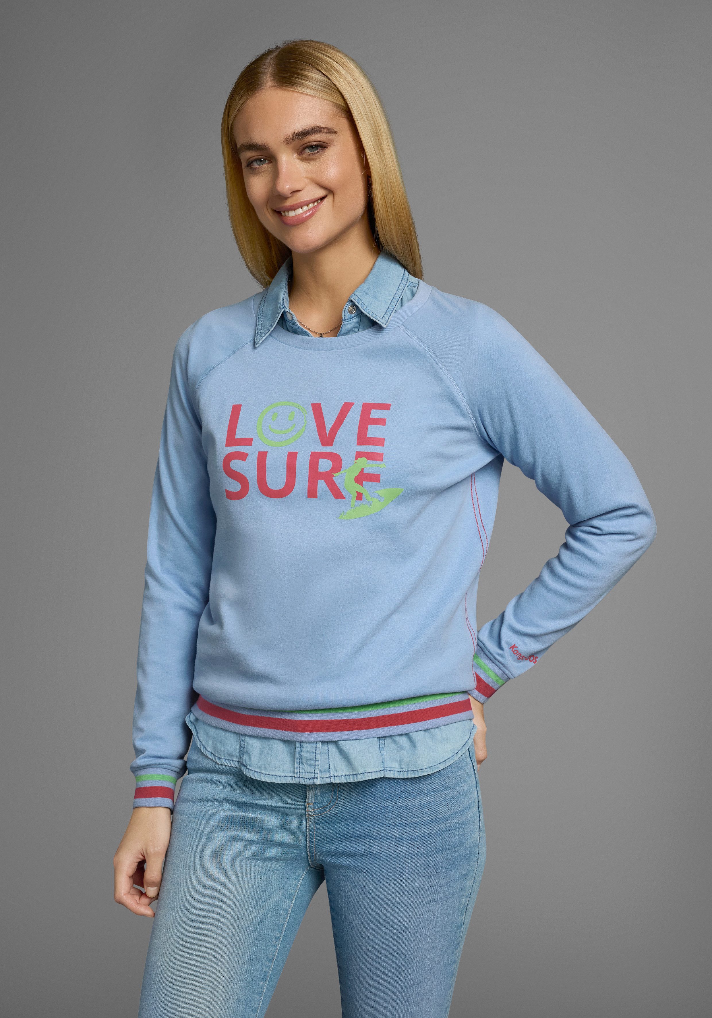 KangaROOS Sweatshirt Rundhals und Print günstig online kaufen