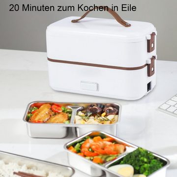 Dedom Elektrische Lunchbox Elektrische Lunchbox, doppellagig, Bento-Box aus Edelstahl, isoliert, Automatische Abschaltung, wenn die Zutaten gar sind,Doppelschicht