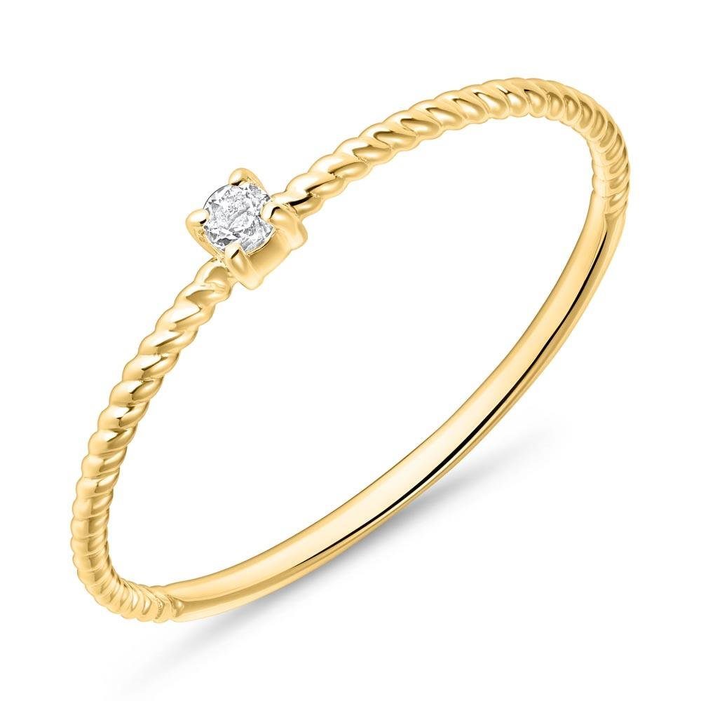 Unique Diamantring Unique Damenring aus 585er Gold mit Weißtopas (Größe: 52mm)