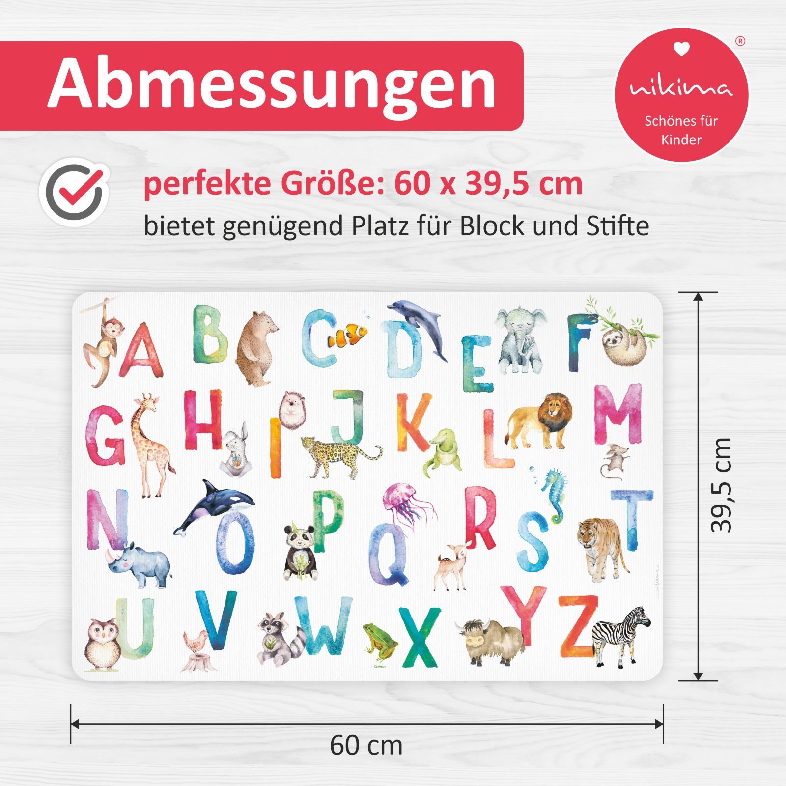 nikima Schreibtischunterlage stabile Vinyl Schreibtischunterlage Alphabet – Bild 4 von 5