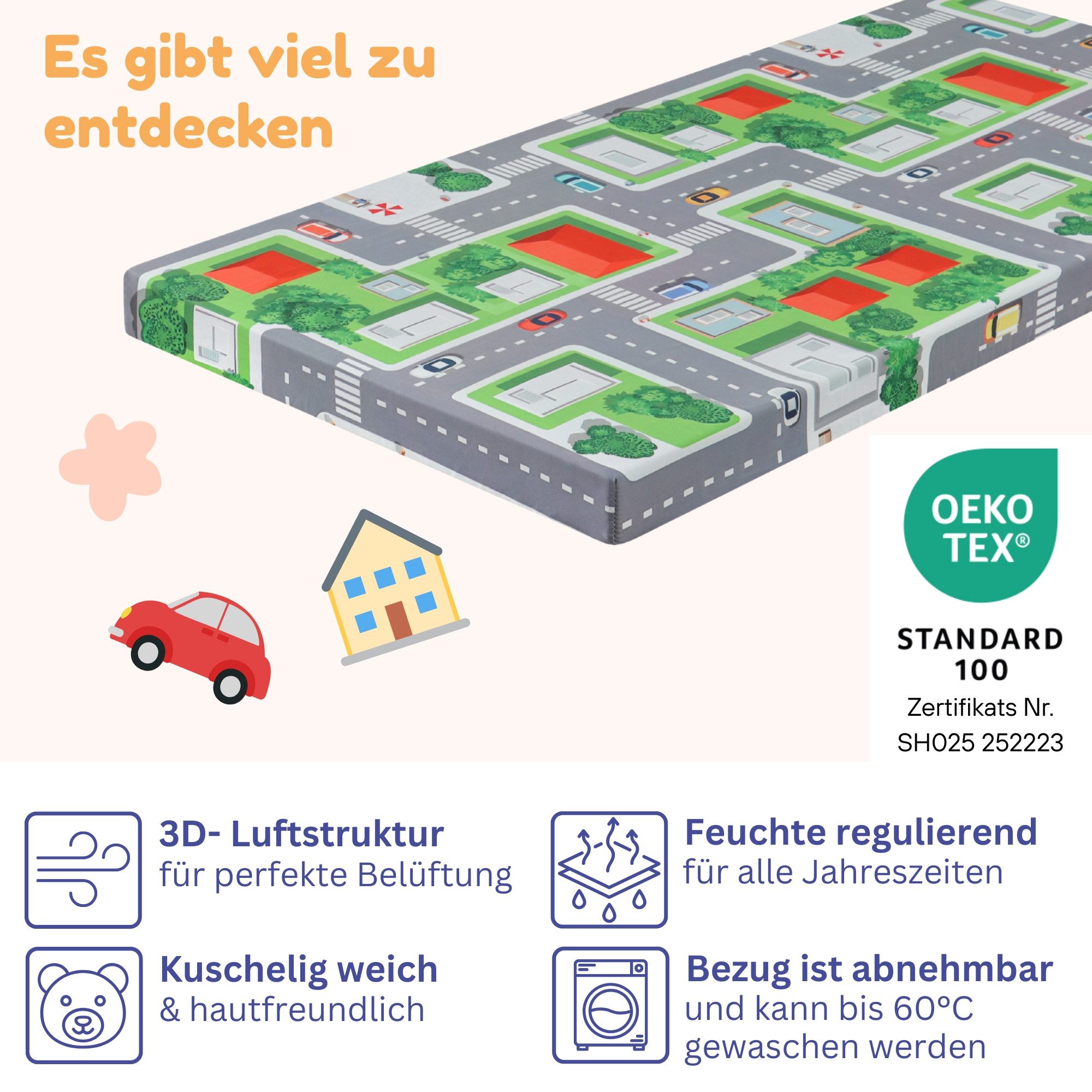 Babymatratze Kinderreisebett Matratze 60x120 cm – faltbare Baby- & Kinderma günstig online kaufen