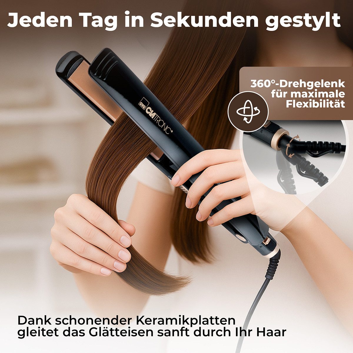 CLATRONIC Haarglättbürste HC 3660, Glätteisen mit Ionisierungsfunktion