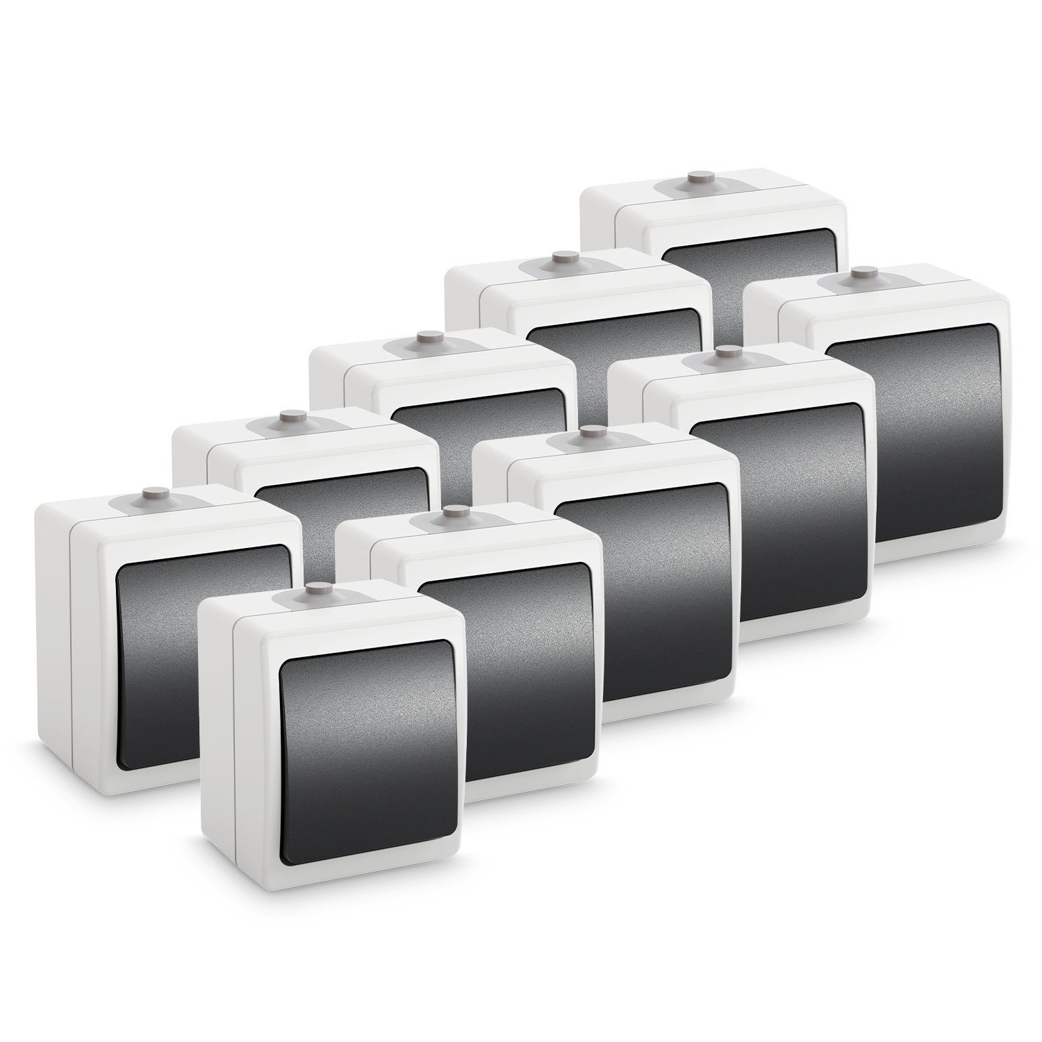 greate. Вимикач 10x Aufputz Wechselschalter für Feuchtraum, 1fach Aufputz Перемикач 10A (10-St)