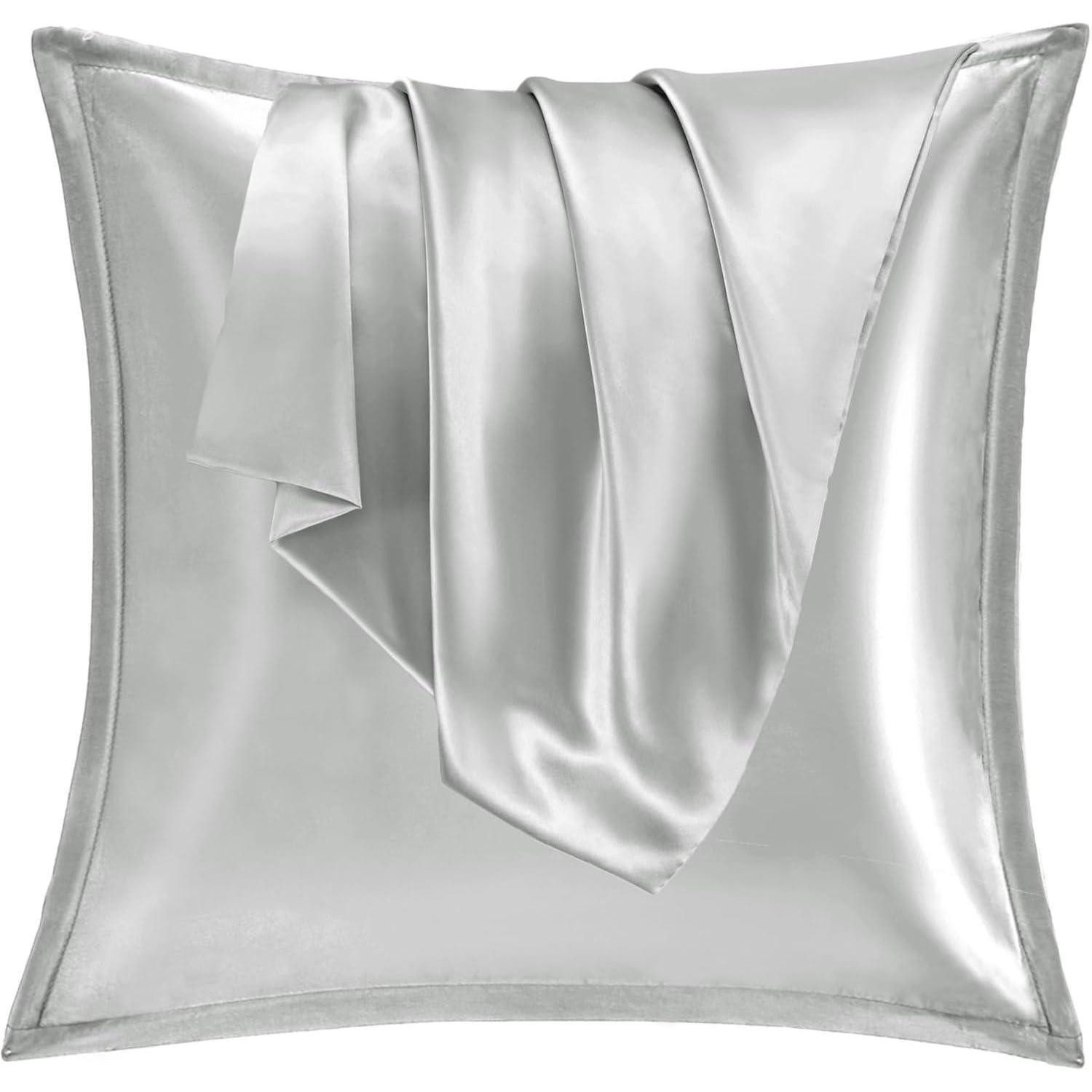 Vielit Kissenbezug Satin Kissenbezug 80x80 2er Set Weich Silk Pillowcase Hellgray
