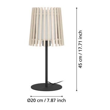 EGLO Tischleuchte FATTORIA, ohne Leuchtmittel, Nachttischlampe, Tischleuchte aus hellem Holz und weißem Textil, E27