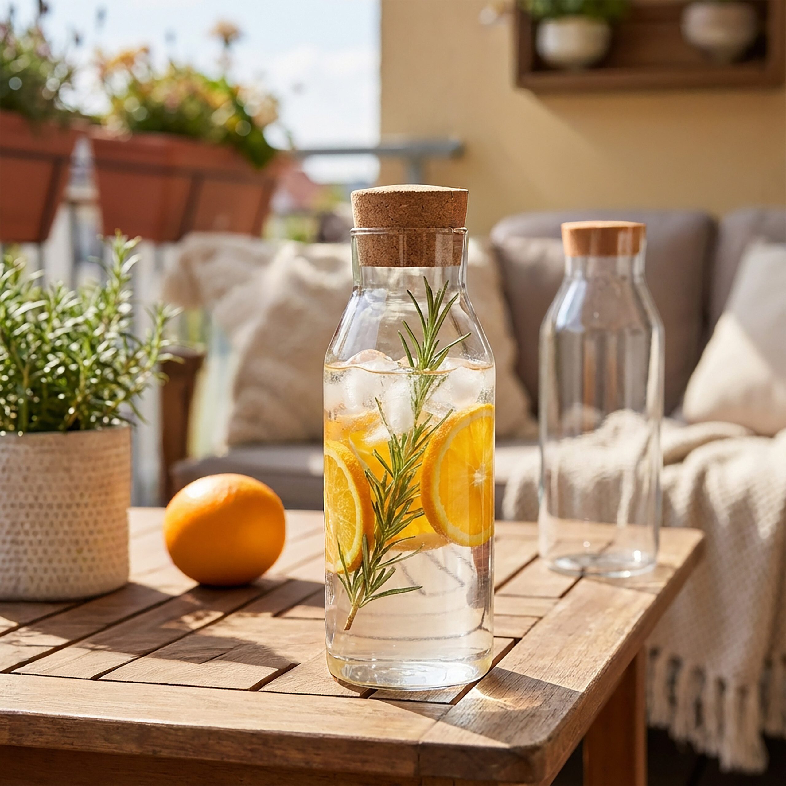 relaxdays Wasserkaraffe Glaskaraffe mit Deckel, 2er Pack