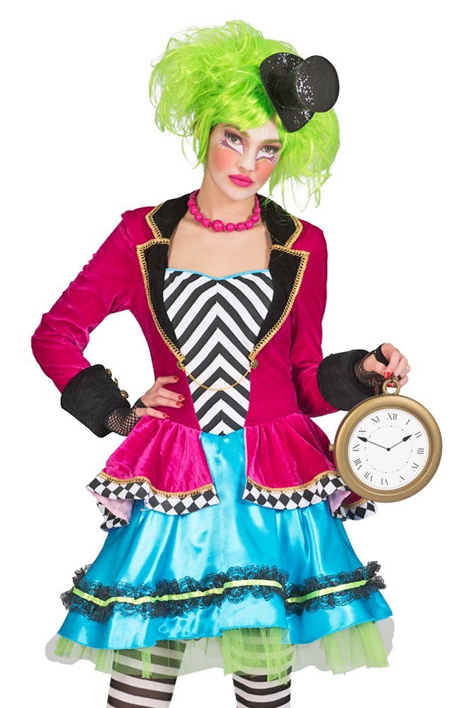 Funny Fashion Kostüm Verrückter Hutmacher Kostüm für Damen, Buntes Kle