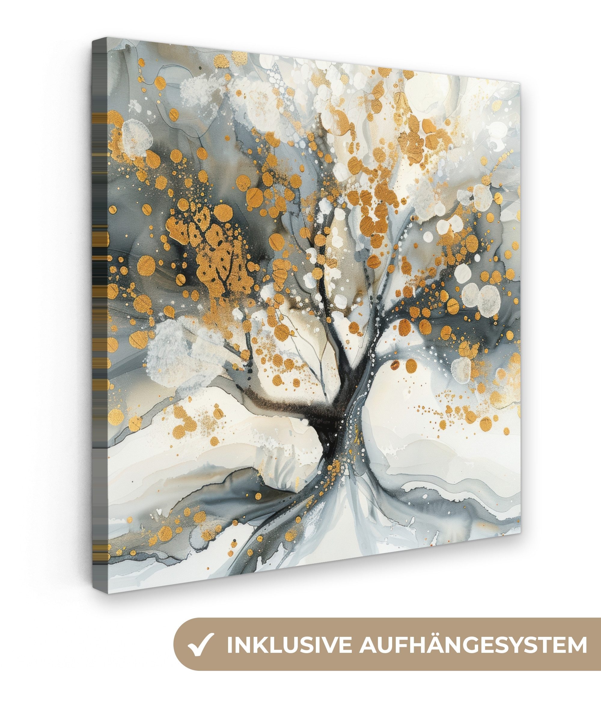 OneMillionCanvasses® Leinwandbild Baum - Modern - Abstrakt - Gold - Schwarz günstig online kaufen