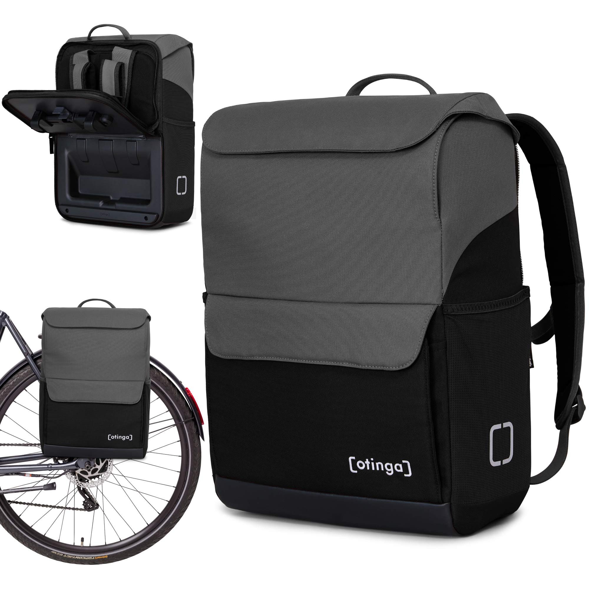 otinga Fahrradtasche Flip Move Fahrradtasche Rucksack Wasserdicht Gepäckträger (19 Liter), 19L Gepäckträgertasche mit Rucksack, Radtasche, in 7 Sekunden umgebaut