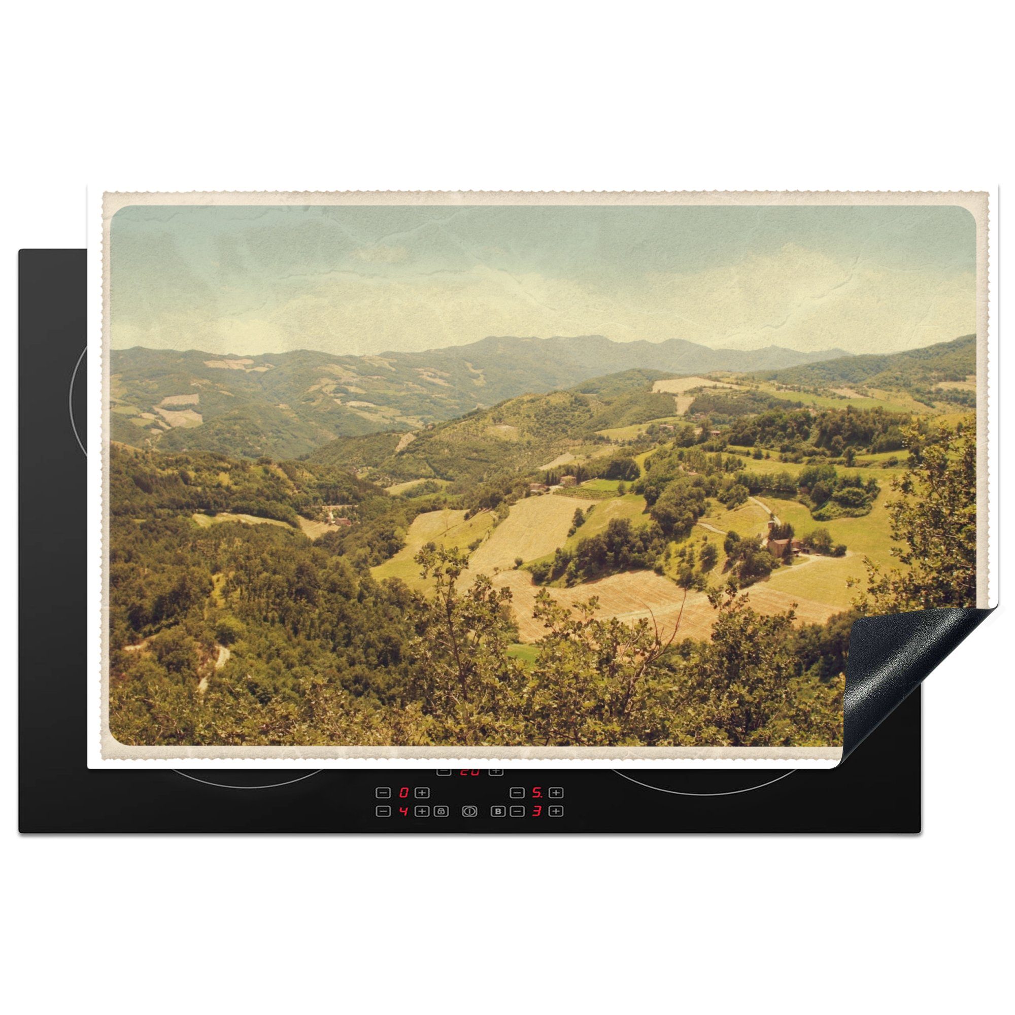 MuchoWow Herdblende-/Abdeckplatte Landschaft - Vintage - Italien, Vinyl, (1 tlg), 81x52 cm, Induktionskochfeld Schutz für die küche, Ceranfeldabdeckung