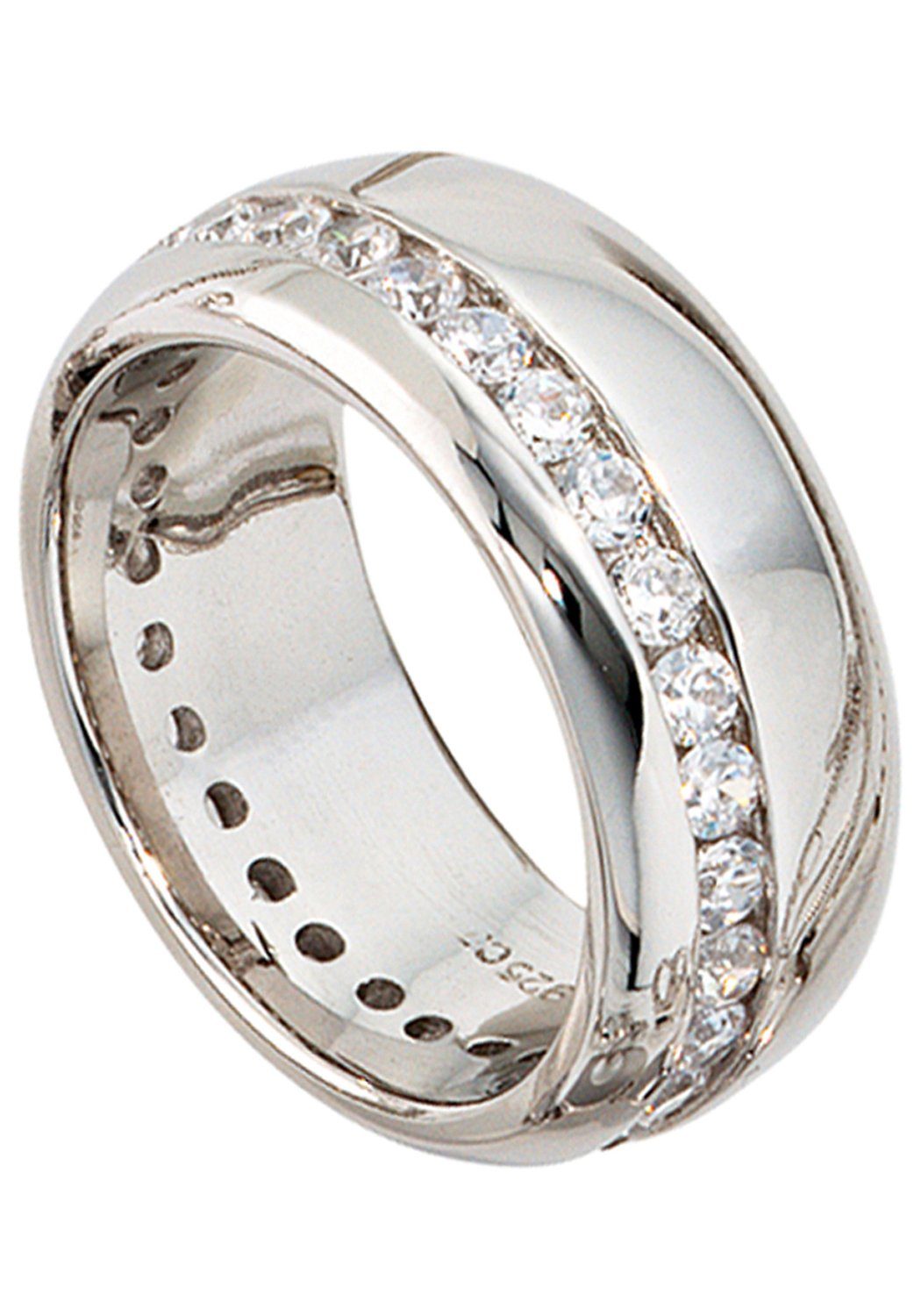 JOBO Silberring, breit 925 Silber mit Zirkonia rundum günstig online kaufen
