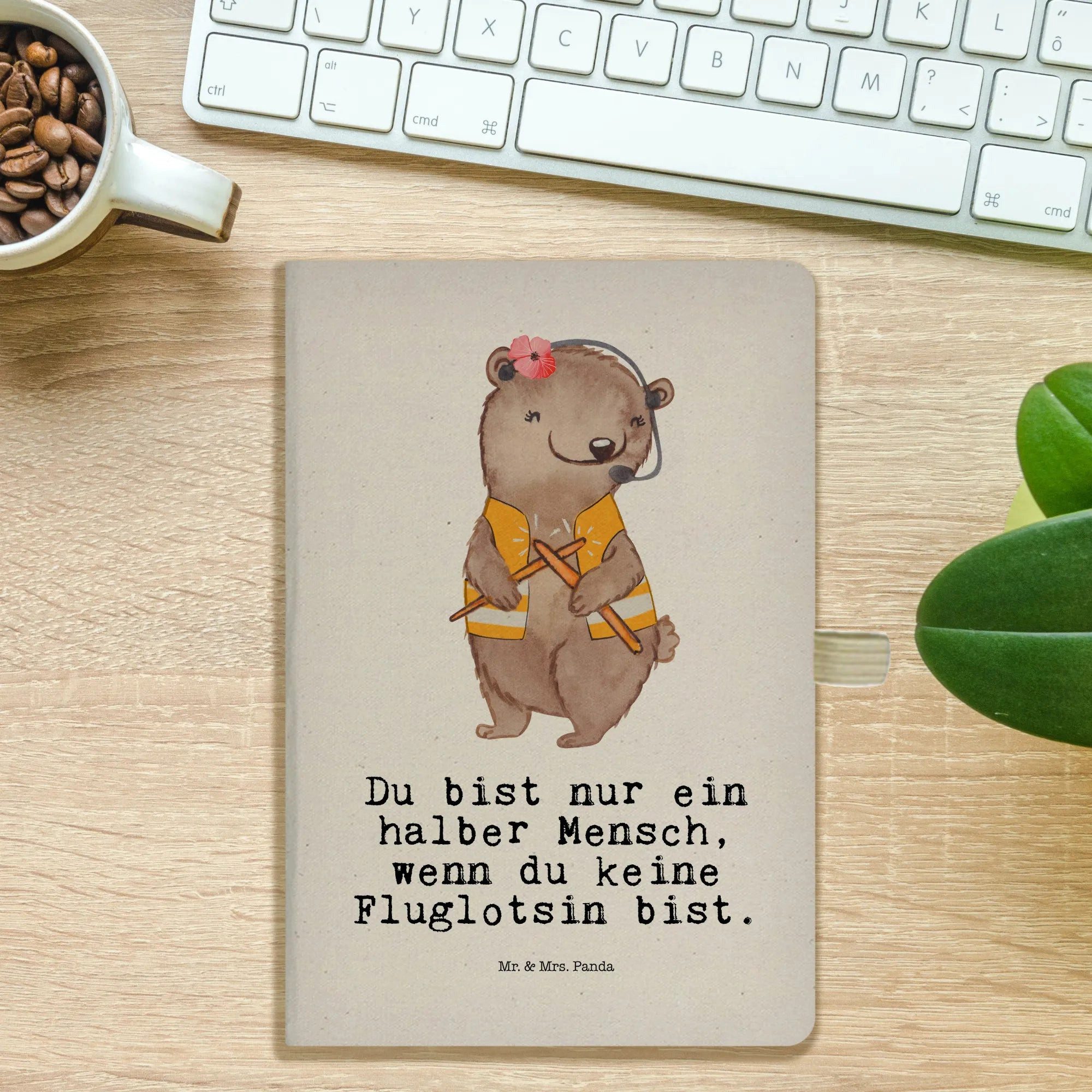 Thumbnail - Mr. & Mrs. Panda Notizbuch Fluglotsin Herz - Transparent - Geschenk, A5 Notizbuch Für Schule, A5 Mr. & Mrs. Panda, Hochw...