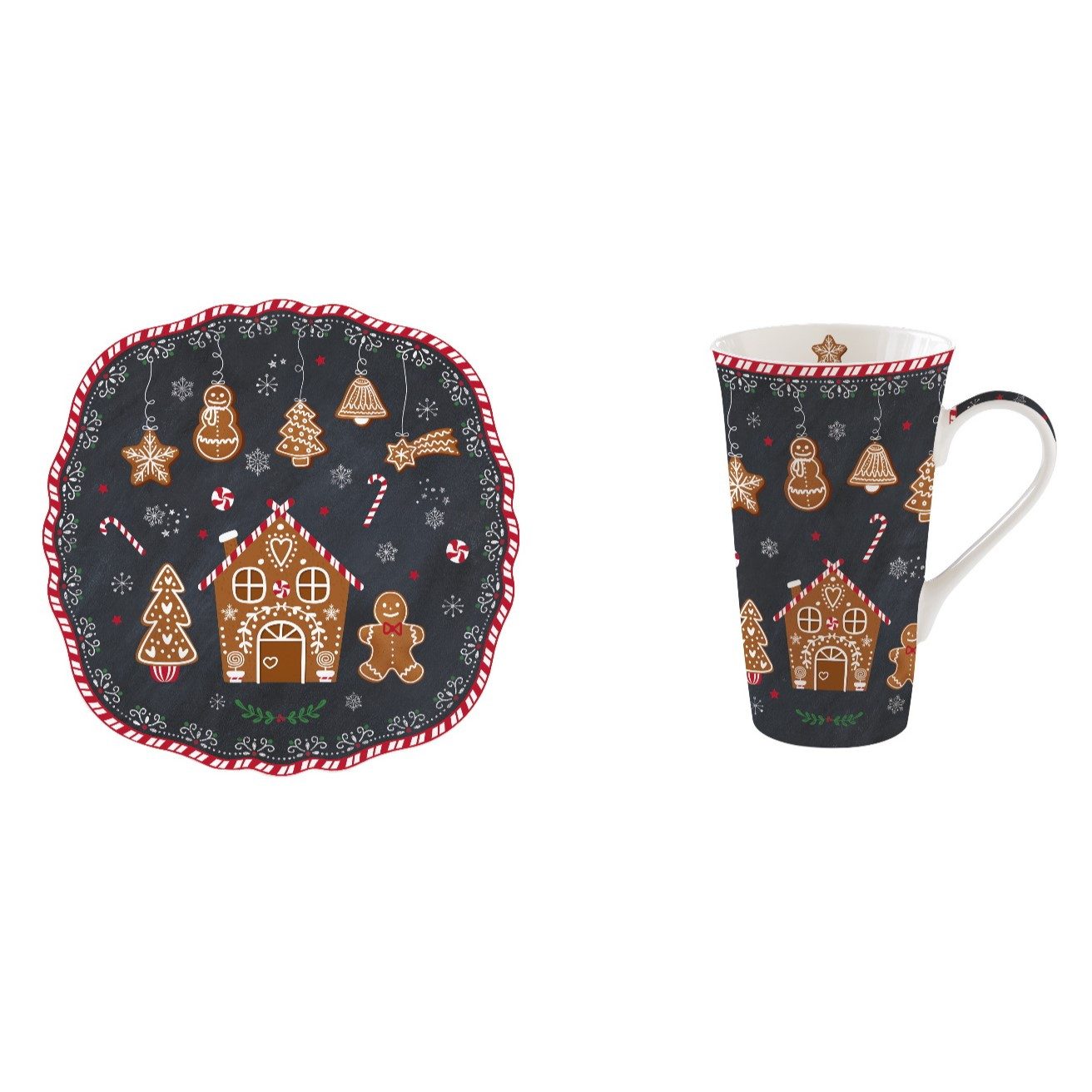 EasyLife Tasse Gingerbread, Porzellan, Spülmaschinengeeignet, Mehrfarbig, Motiv: Lebkuchenmann