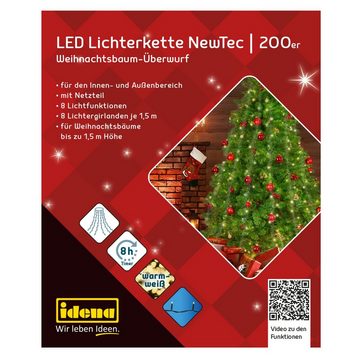 Idena LED-Lichterkette Idena 31040 - LED Lichterkette mit 200 LEDs in Warmweiß, NewTec Weihna