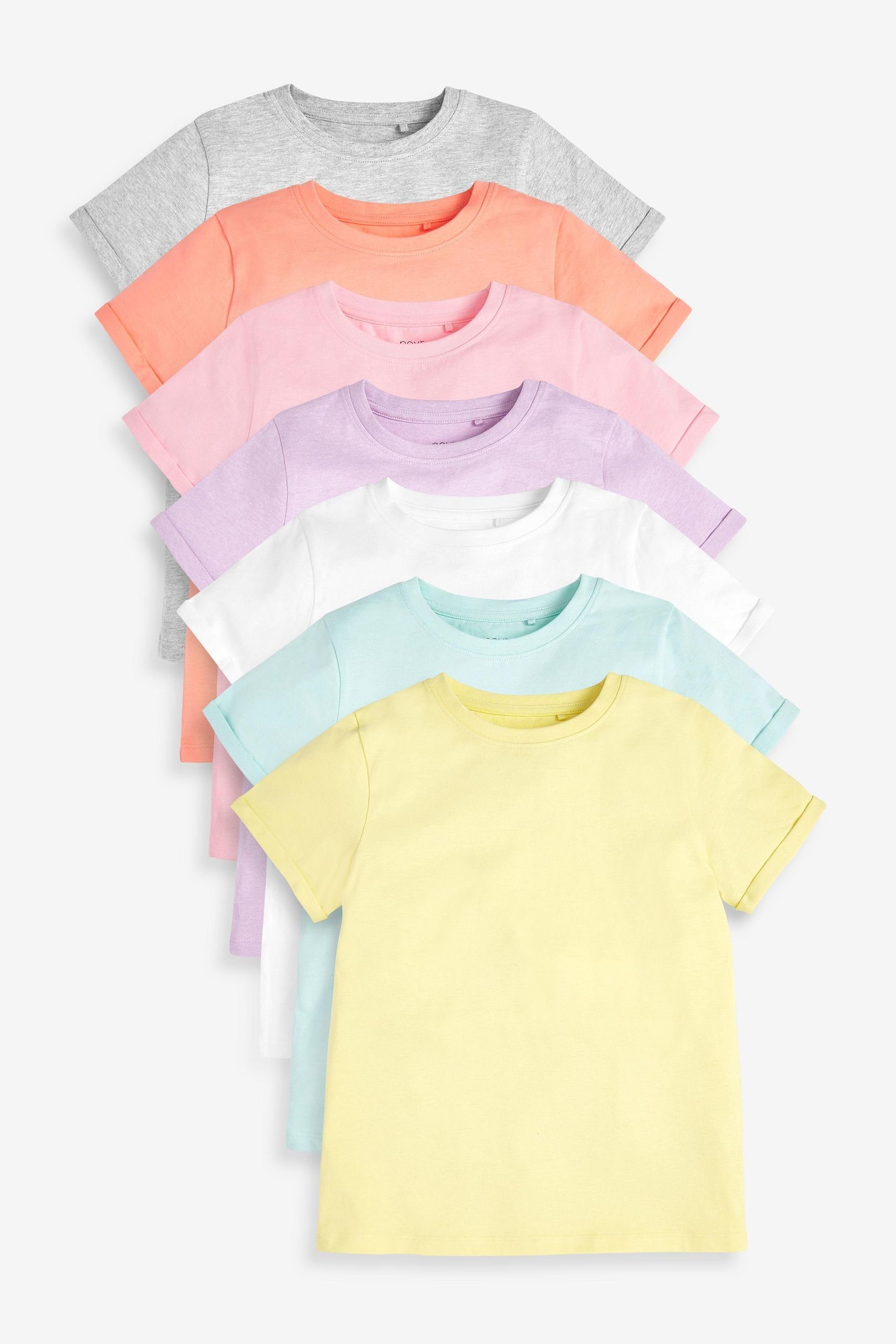 Next T-Shirt Einfarbige T-Shirts in Pastelltönen, 7er-Pack (7-tlg) | T-Shirts
