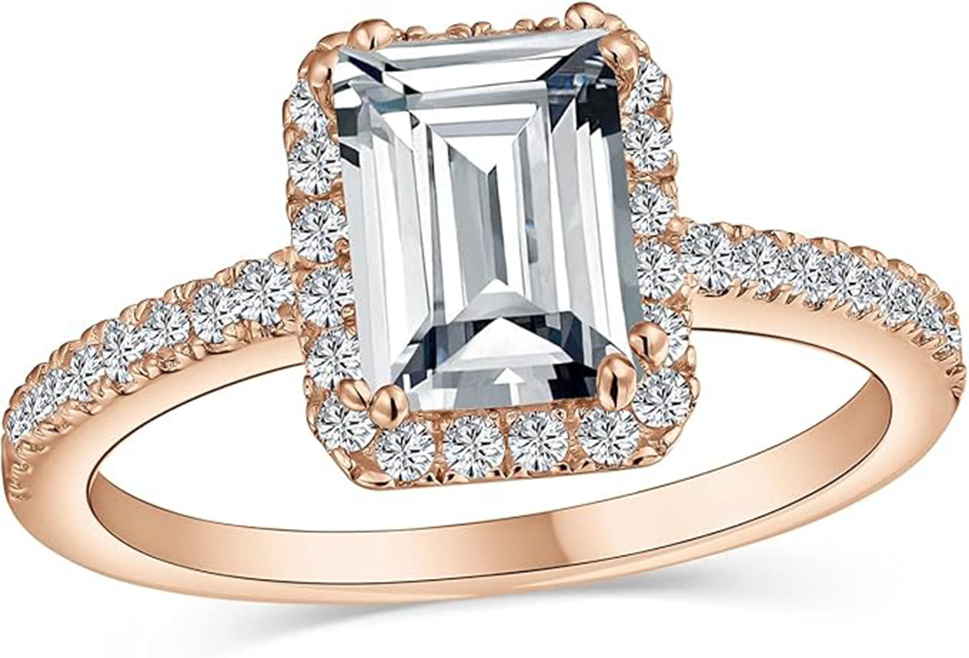 Jumpeak Verlobungsring 585 Gold, 2ct Smaragdschliff , Labor-Diamant, Damen-Eheringset, Geschenk für Ihre Liebsten/Jubiläum/Weihnachten, Luxusschmuck mit IGI