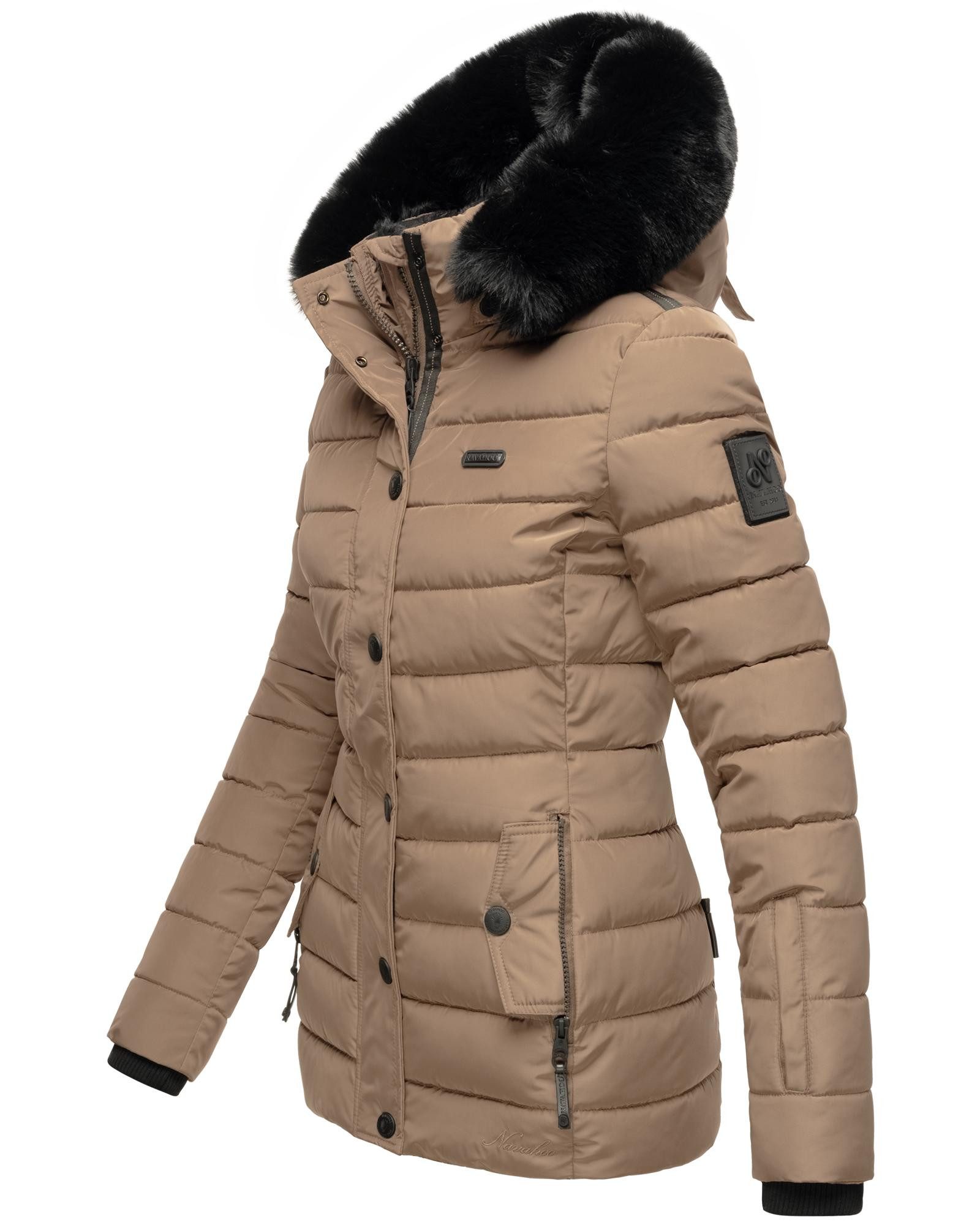 Navahoo Steppjacke Milianaa Edle Winterjacke mit weicher Kunstfell-Kapuze