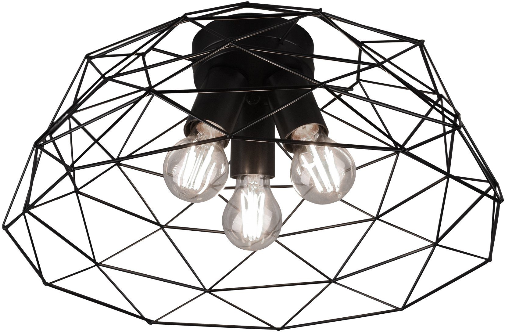 Deckenlampe Haval, Metallschirm, wechselbar, Ø Leuchtmittel Deckenleuchte TRIO 45cm mit 3-flammige Leuchten (E27)