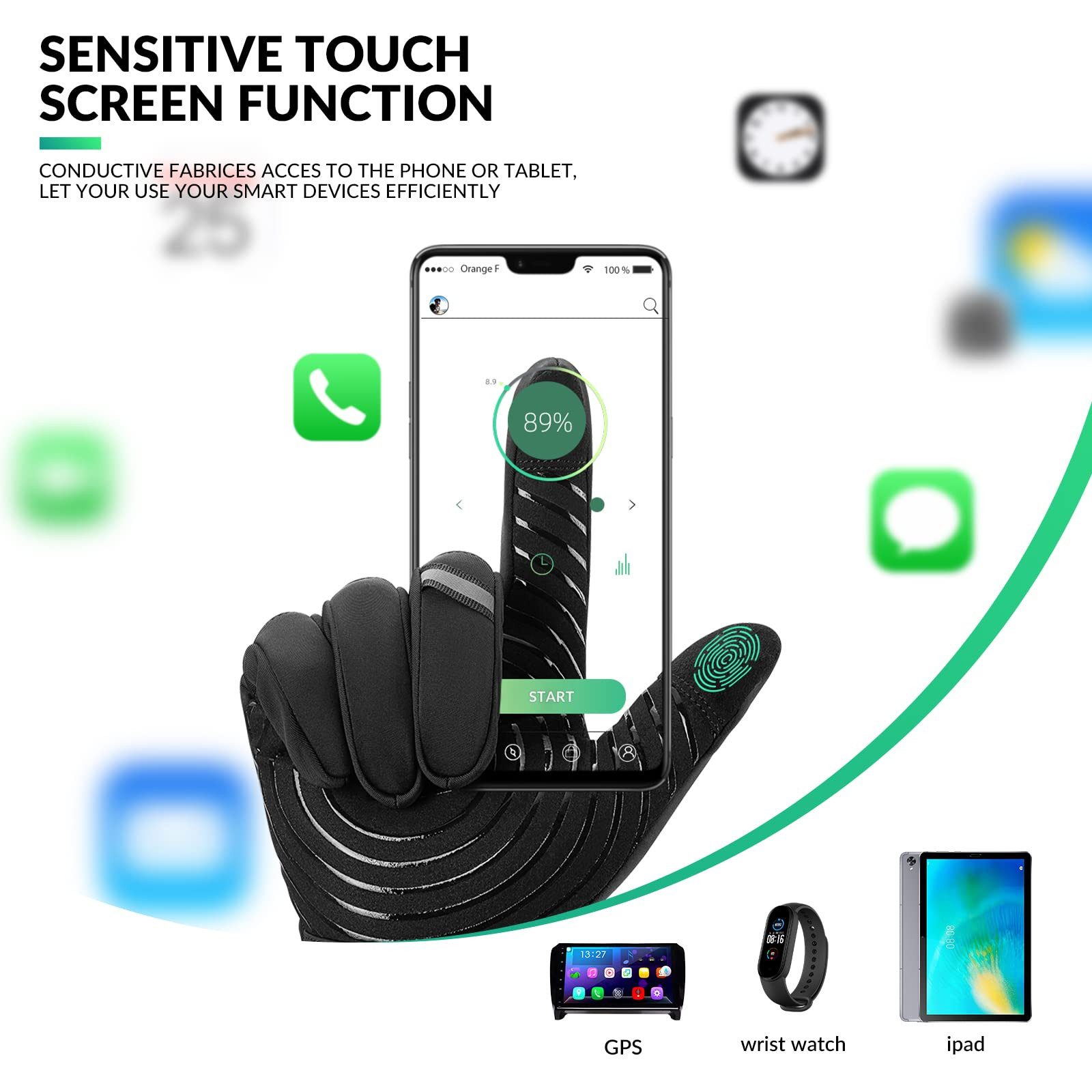 ROCKBROS Fahrradhandschuhe Touchscreen Winterhandschuhe Winddichte rutschfeste Laufhandschuhe Rutschfestes Design