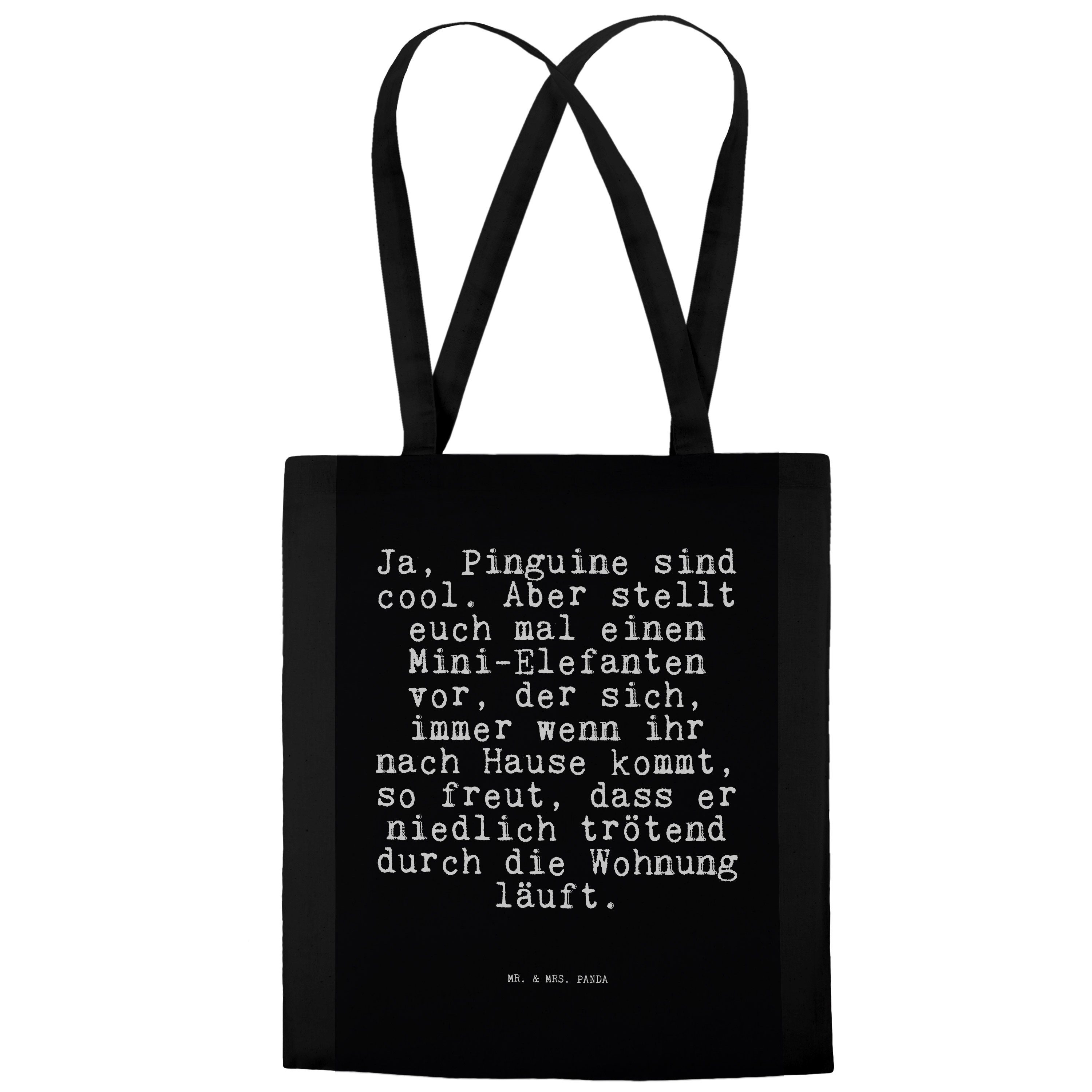 Ja, cool.... Tragetasche - Mr. Beuteltasche Panda (1-tlg) Pinguine & sind Spruch, Mrs. - Schwarz Geschenk,