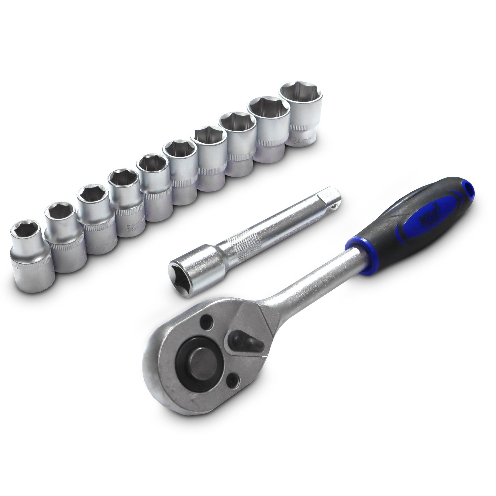 Bituxx Werkzeugset Bituxx Ratschen Set 1/2 Zoll 12 tlg., (12-tlg., MS-19499), ergonomischer Griff