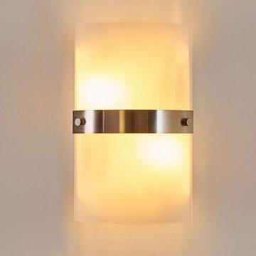 hofstein Wandleuchte »Usi« Moderne Wandlampe aus Metall/Glas in Edelstahl/Weiß, ohne Leuchtmittel, eckiger Wandspot ideal für den Hausflur