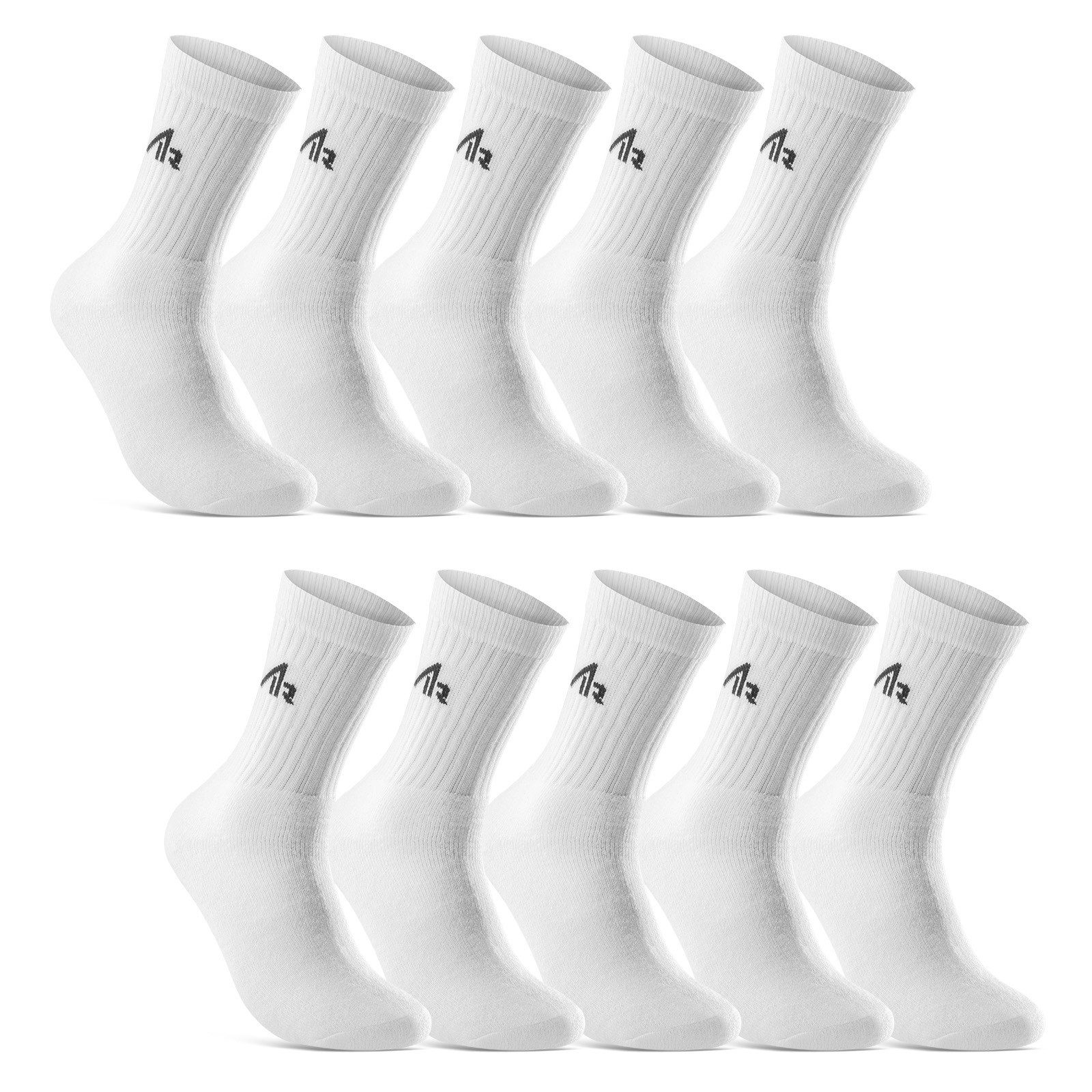sockenkauf24 Sportsocken 10 Paar "i1R" Sport Socken Herren & Damen Socken Tennissocken (Weiß, 43-46) mit Frotteesohle - 10300