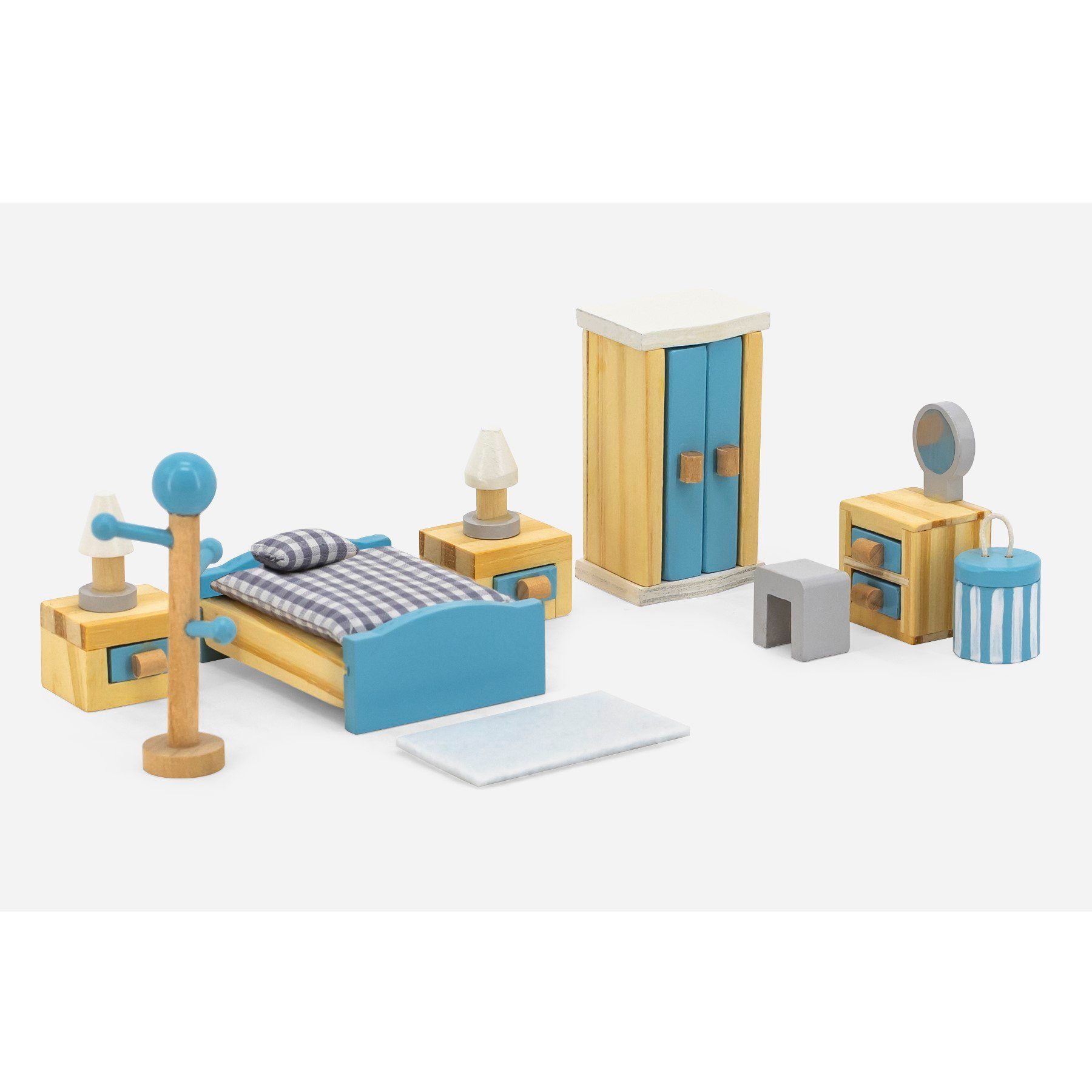TikTakToo Puppenhausmöbel Schlafzimmer, Kinderzimmer, Küche, Bad, Wohnzimmer für Biegepüppchen