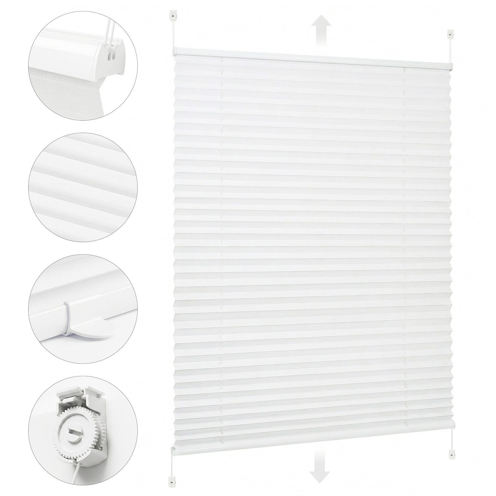Sekey Plissee NEU Plissee mit 4-fach Spannsystem Klemmfix ohne Bohren für Fenster, blickdicht, Klemmfix, Faltenstore Klemmfix Lichtschutz & Sichtschutz, 4-fach nachspannbar