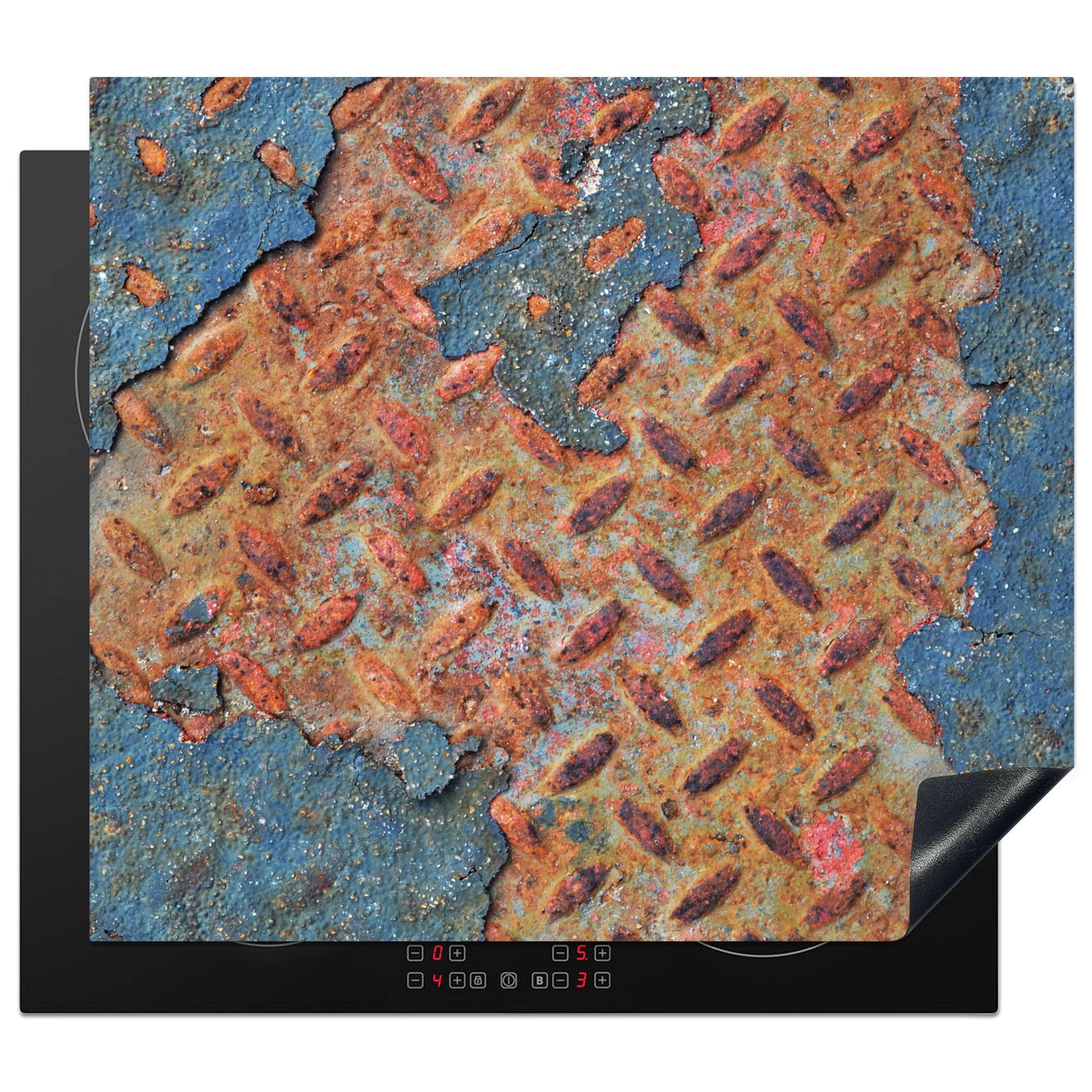 MuchoWow Herdblende-/Abdeckplatte cm, (1 Vinyl, 57x51 Rost - tlg), Induktionskochfeld, Beton, Diamantplatte - Ceranfeldabdeckung Induktionsschutz