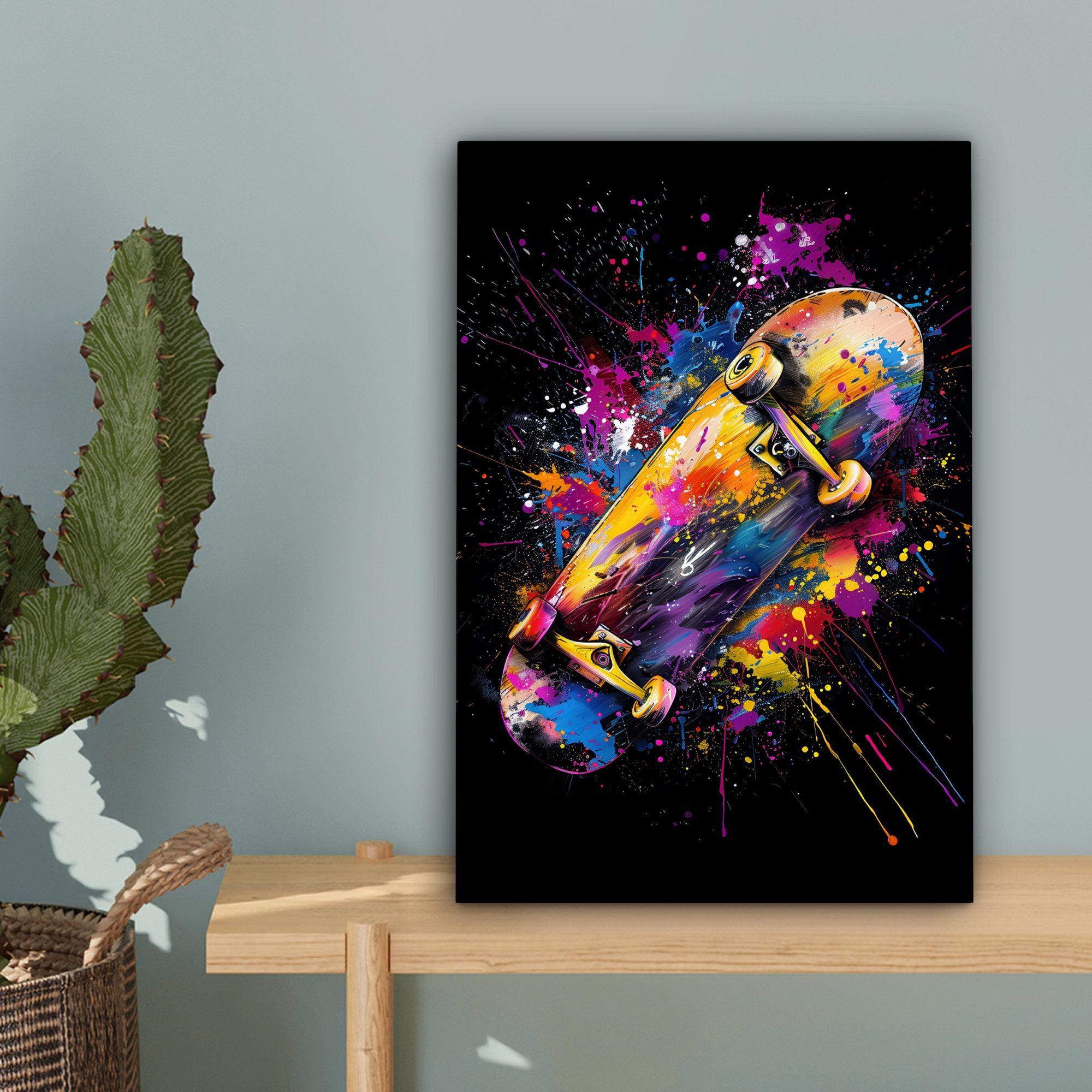 OneMillionCanvasses® Leinwandbild Graffiti - Sport - Skateboard - Skaten, Fotodruck (1 St), Wandbild, Deko Schlafzimmer Wohnzimmer Flur 20x20 cm – Bild 3 von 5
