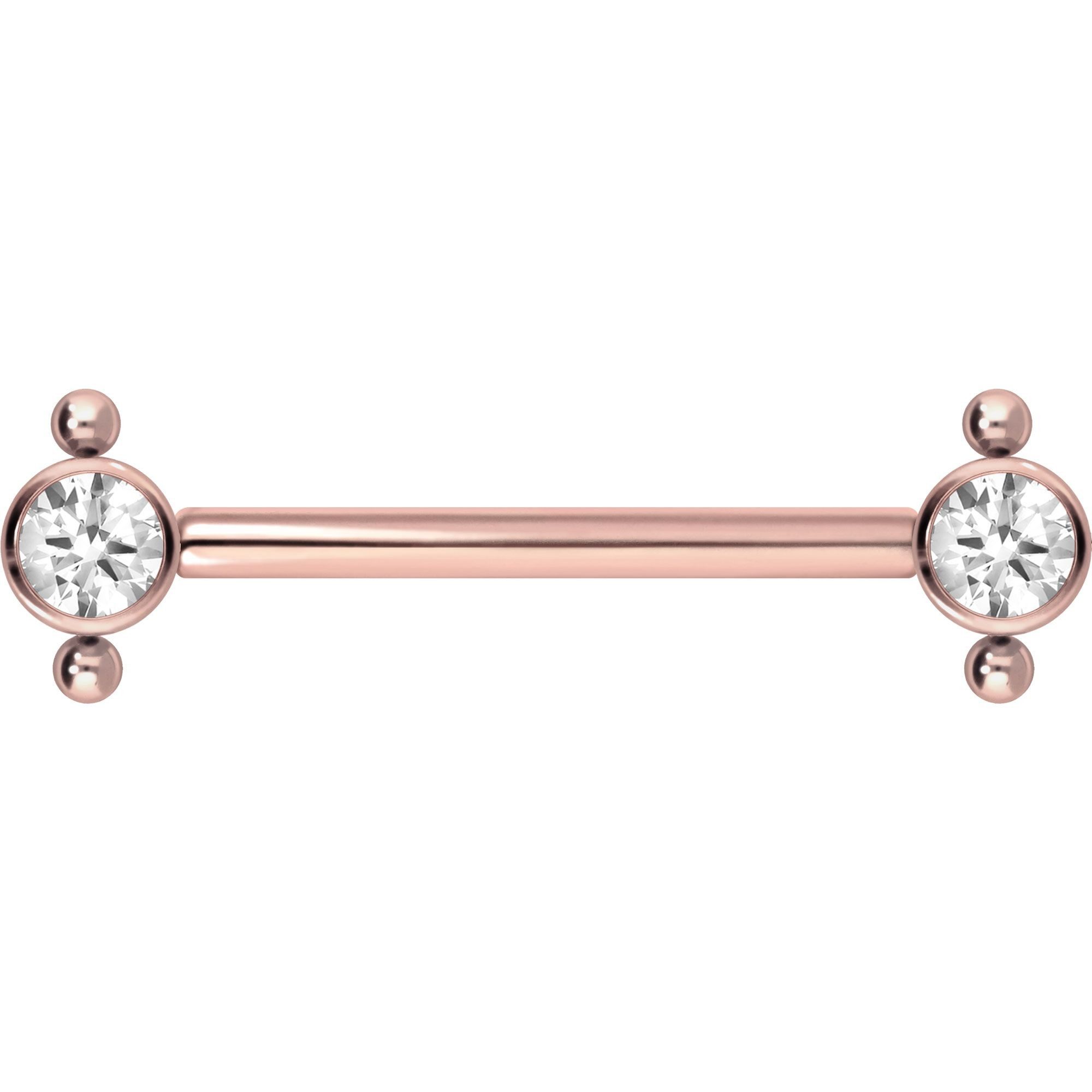 PIERCINGLINE Brustwarzenpiercing Titan Barbell mit Push Fit KRISTALL + 2 KUGELN (Barbells, 1-tlg)
