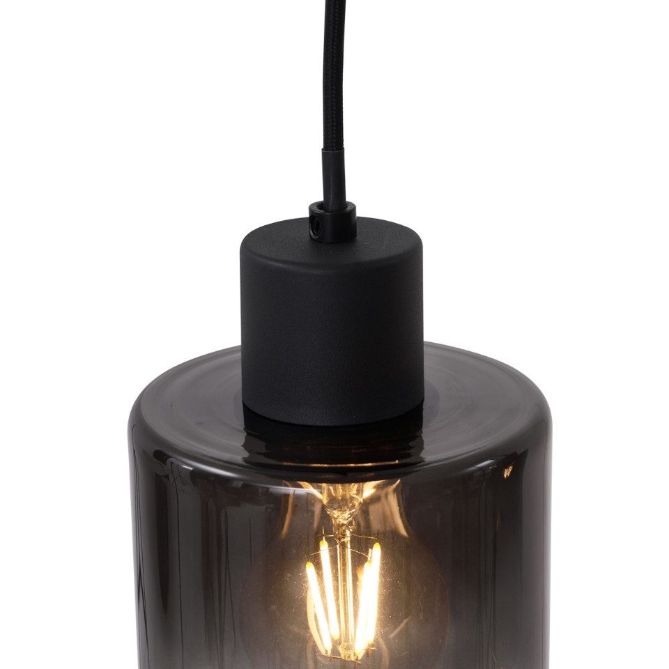 Qazqa Pendelleuchte Dame, ohne Leuchtmittel, Extra-Warmweiß, QAZQA Hängeleuchte, e27, Schwarz, Glas, Modern