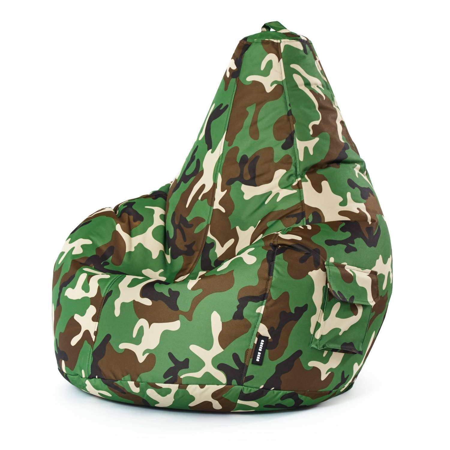 Green Bean Sitzsack Cozy (Sitzsack mit Rückenlehne 80x70x90cm - Gaming Chair mit 230L Füllung, Kuschelig Weich Waschbar), Bean Bag Bodenkissen Lounge Sitzhocker Relax-Sessel Gamer Gamingstuhl Camouflage Grün | Sitzsäcke