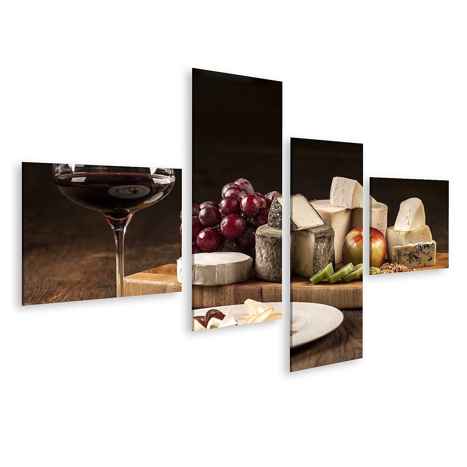 Leinwandbild Bild auf Leinwand Wein Käseteller Spezialitäten Wandbild Poster Kunstd