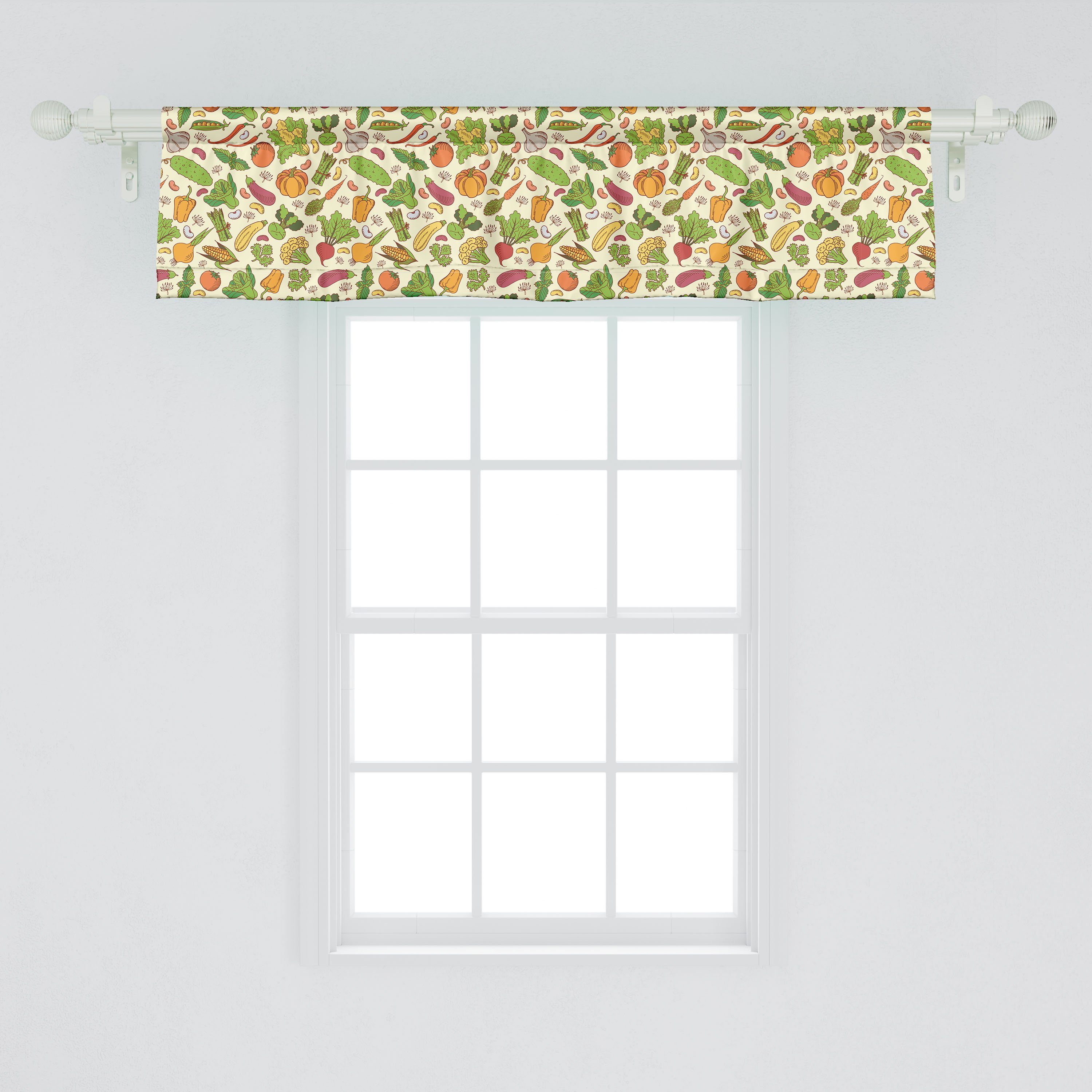Scheibengardine Vorhang Volant Theme Küche Schlafzimmer Kochen Stangentasche, Dekor mit für Microfaser, Abakuhaus, Gemüse Gesundes