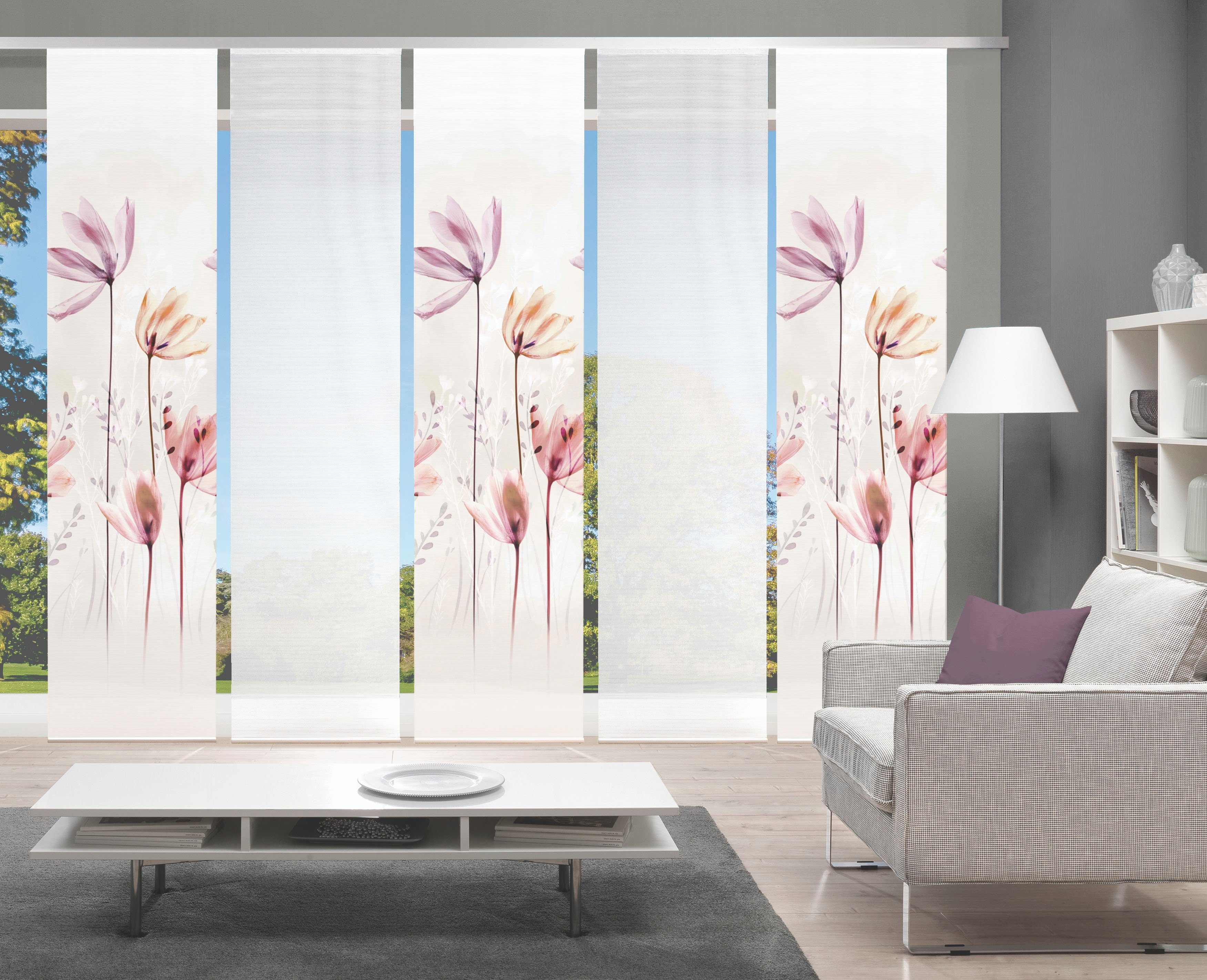 Vision S Schiebegardine KUKAT (1 St), Paneelwagen, halbtransparent, DIGITALDRUCK