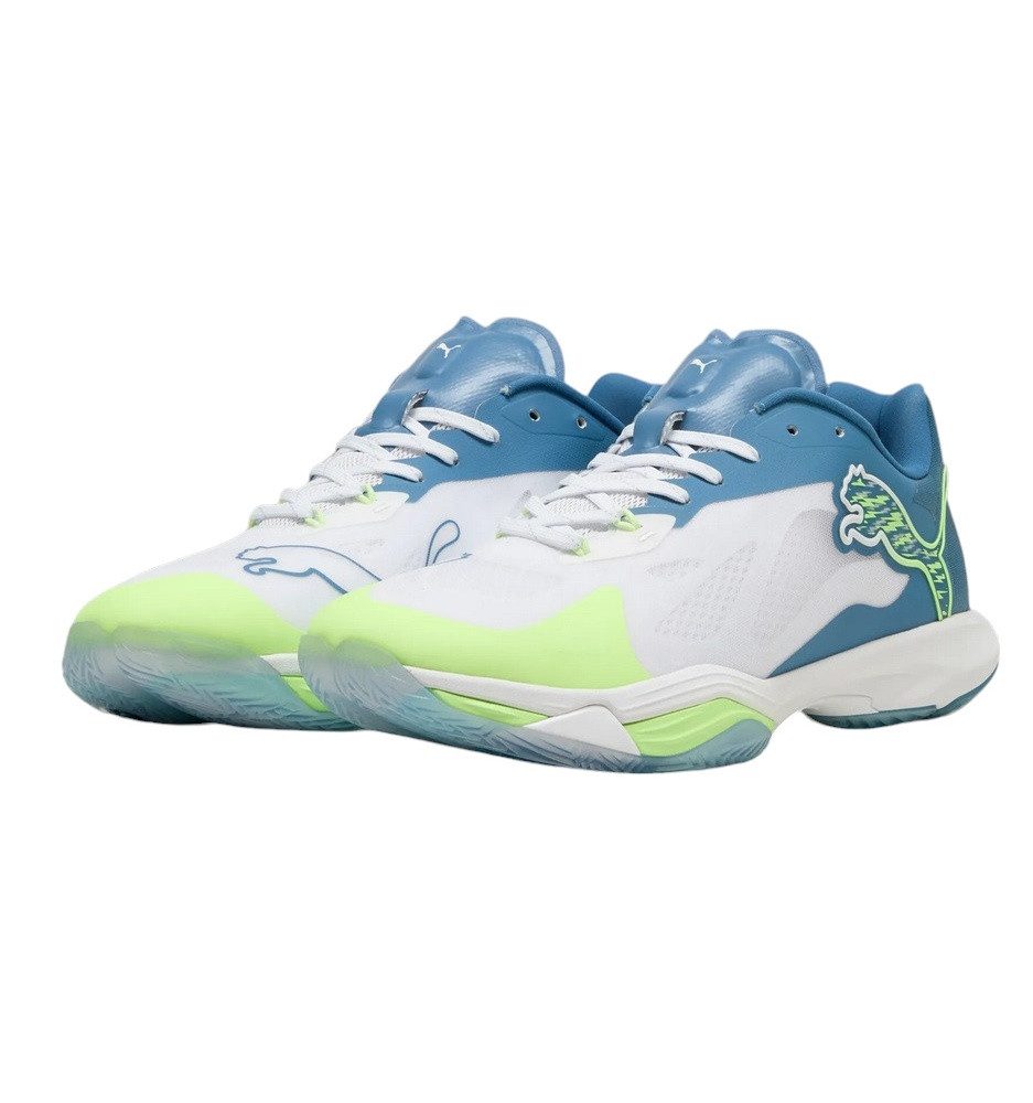 PUMA Hallen-Indoorschuhe Vantage Nitro (Dämpfung) weiss/blau Herren Badmintonschuh