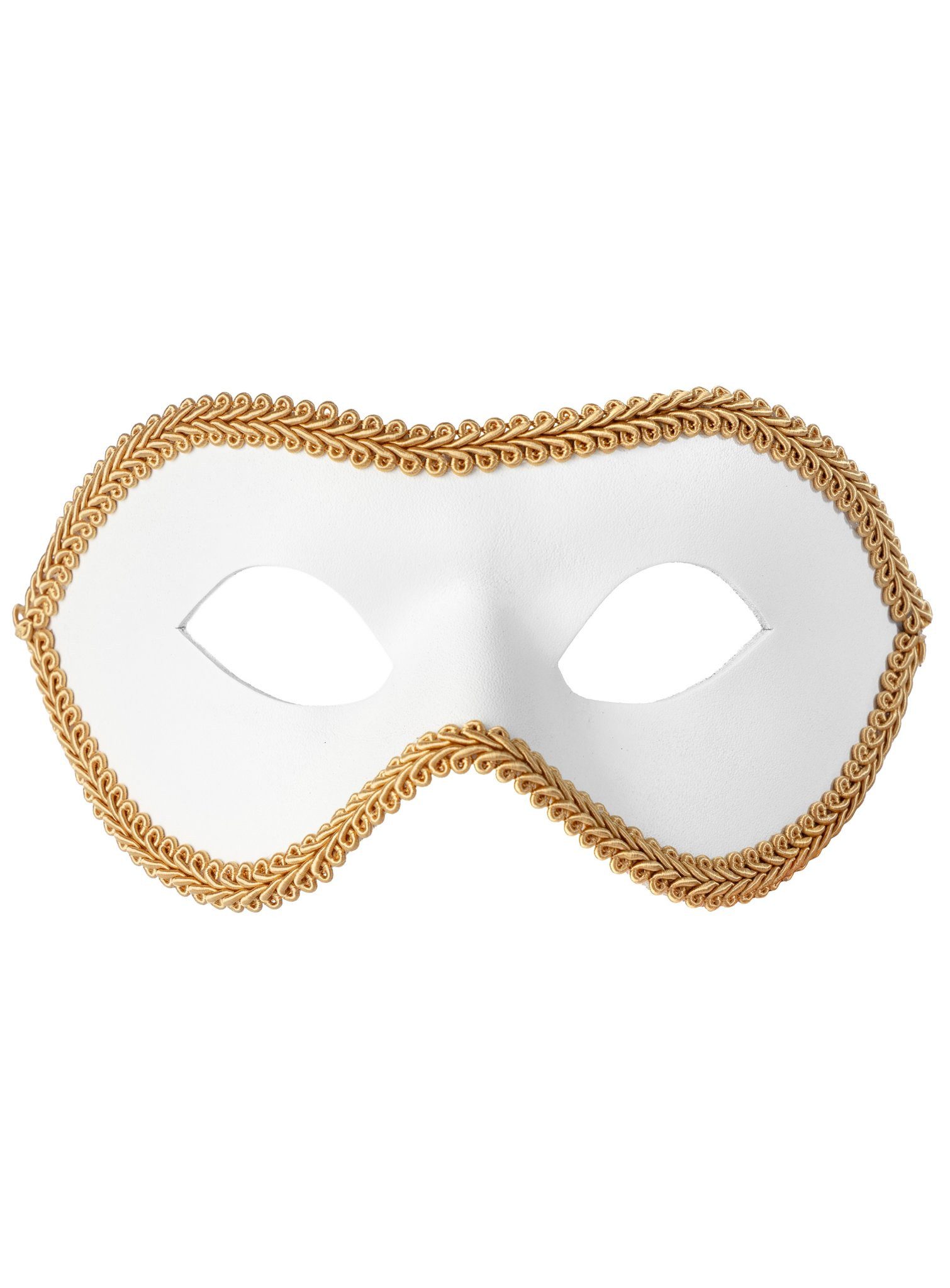 Andracor Verkleidungsmaske Colombina con Passamaneria bianco-oro, Elegante Ledermaske im venezianischen Stil von der Andracor Lederwerks