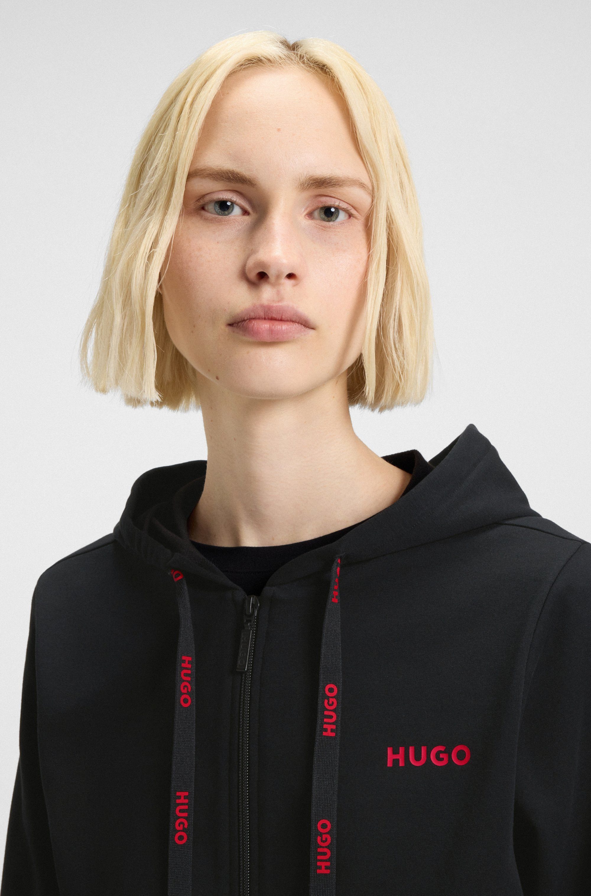 HUGO Sweatjacke Kapuze, Reißverschluss, gerade geschnitten günstig online kaufen