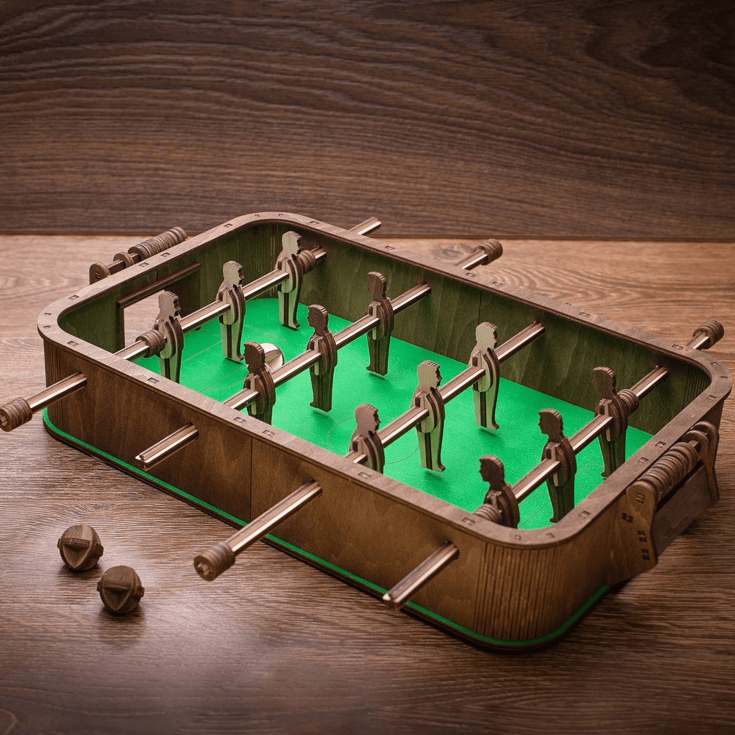 Eco Wood Art Modellbausatz Eco-Wood-Art Tischfußball Kicker Mechanisches Holzpuzzle, (112-tlg)
