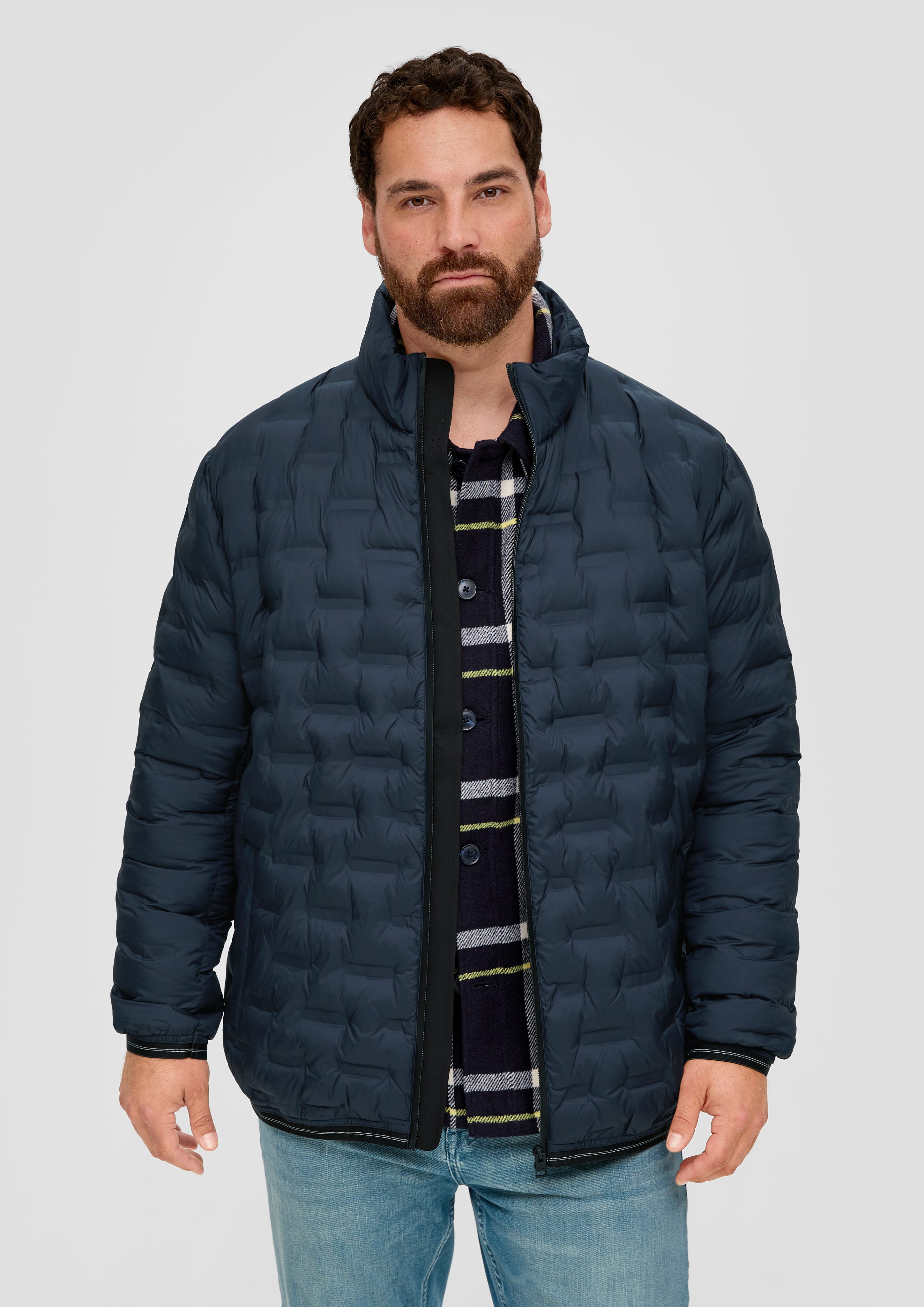 s.Oliver Outdoorjacke Jacke mit Reißverschlusstaschen Applikation navy