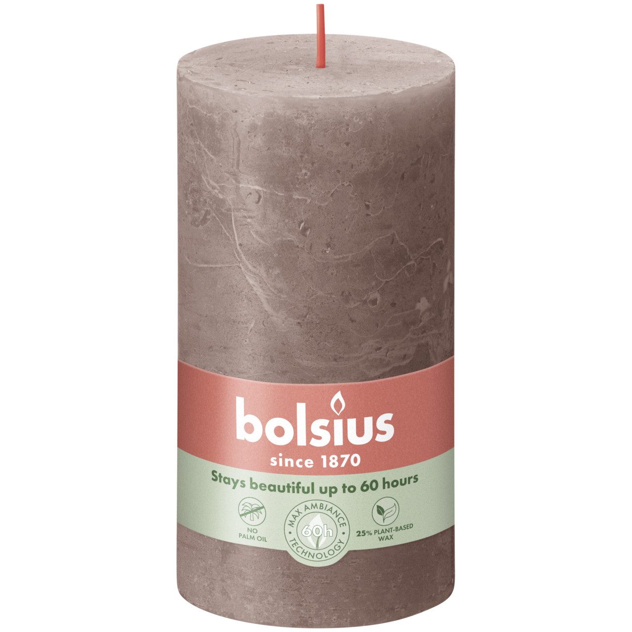 Bolsius Stumpenkerze Bolsius Stumpenkerze Rustik Shine Rustikales Taupe