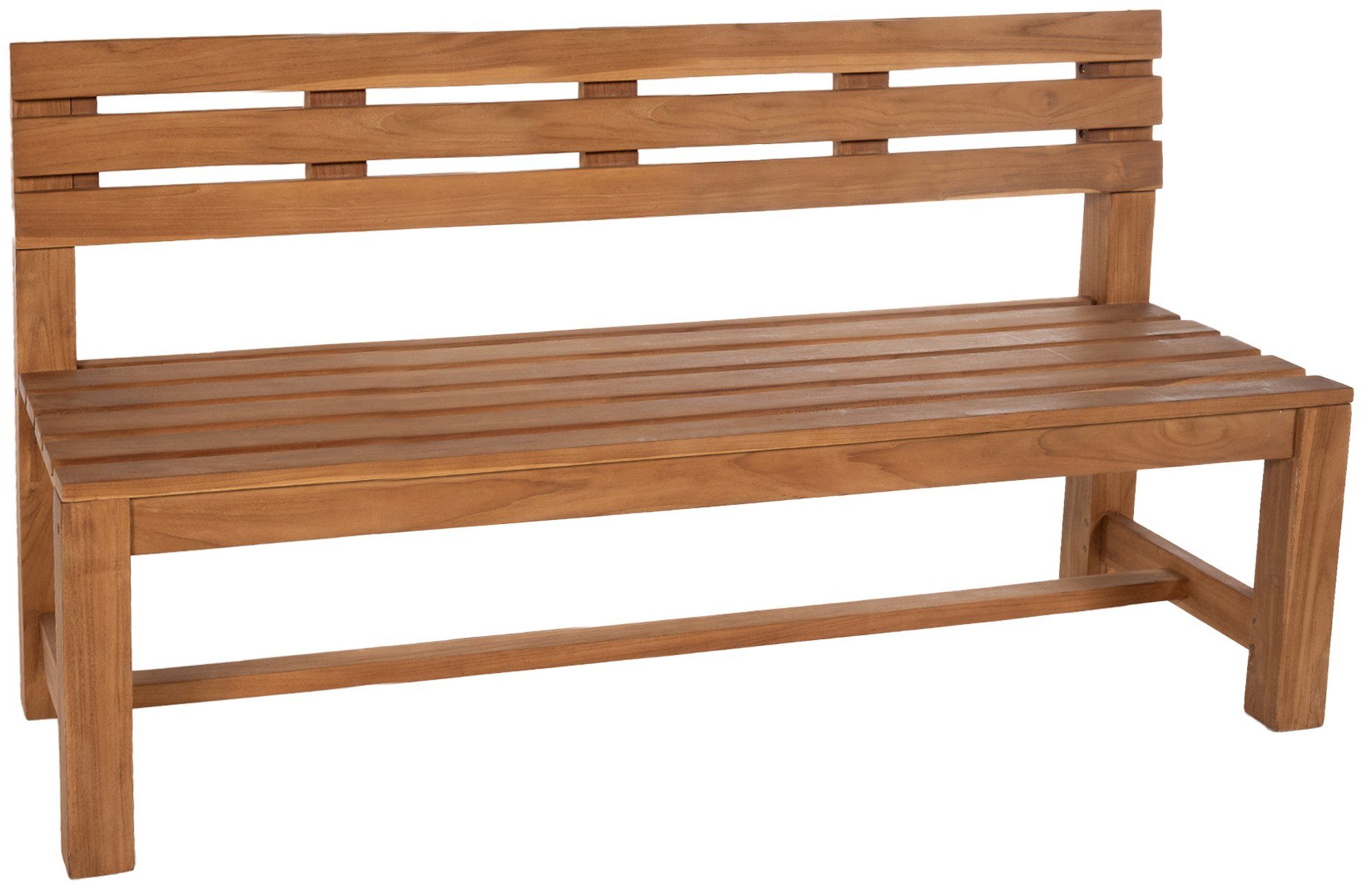 TPFGarden Gartenbank Montaro (Massives Teakholz – wetterfest und langlebig, Zeitloses Design für Garten, Terrasse oder Balkon), Maße (TxBxH): 50 x 200 x 85cm - Farbe: teak