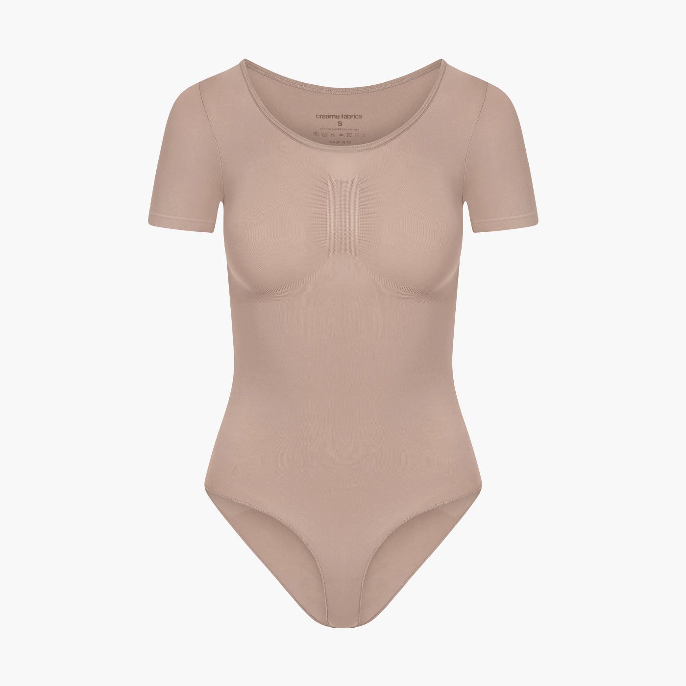 Creamy Fabrics Miederbody Bodysuit Sculpting Shapewear T-Shirt mit Slip-Beige-XS (1-tlg) Figurformend