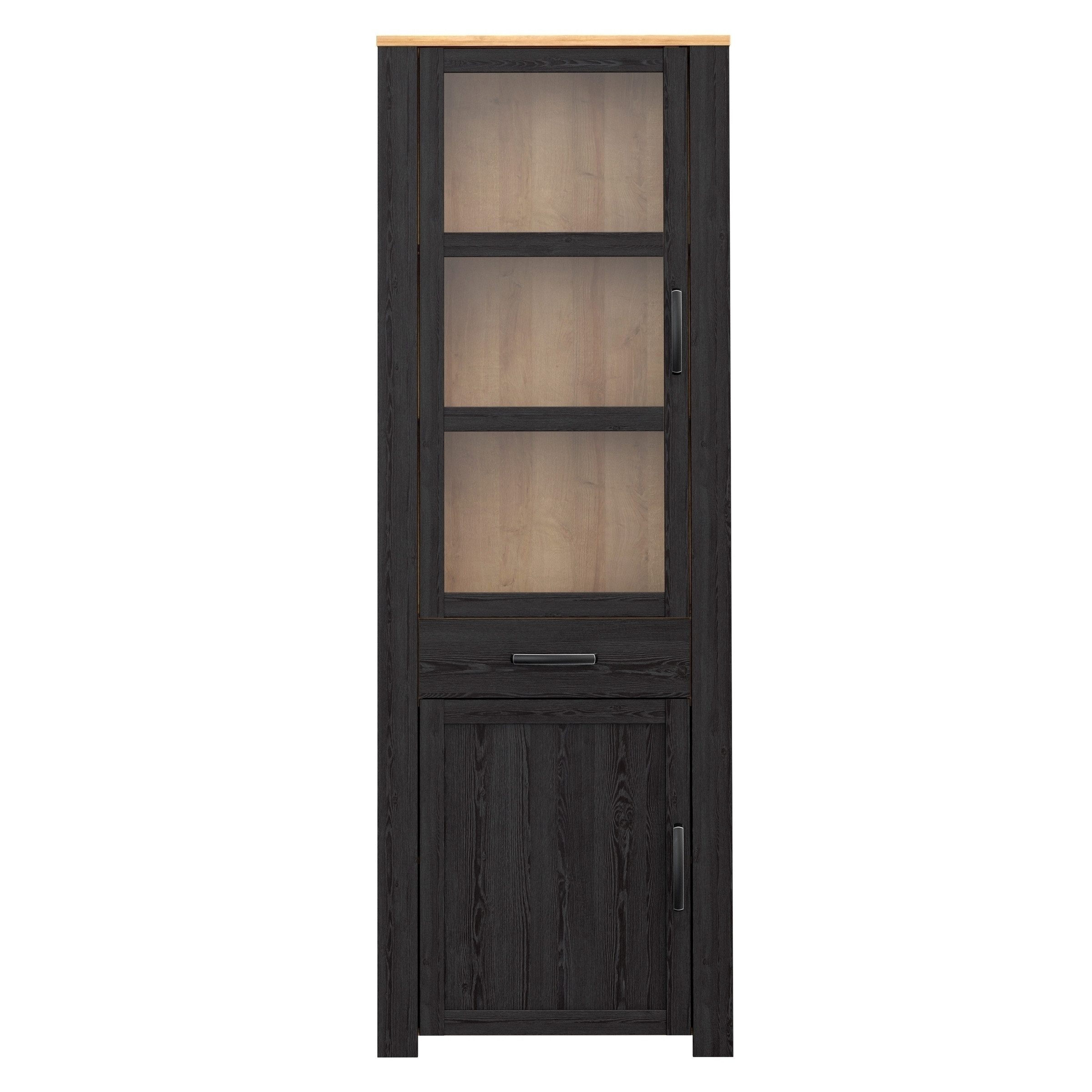 PREISBRECHER Stauraumvitrine BOHOL in Eiche Dekor / Cabezone - 71,7x205,4x42cm (BxHxT)