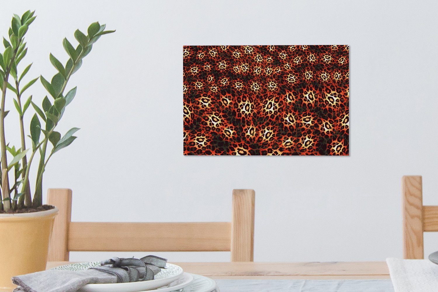 Design OneMillionCanvasses® - Orange, - Leinwandbild 30x20 Aufhängefertig, (1 Leinwandbilder, Wanddeko, cm Wandbild St), Leopardenmuster