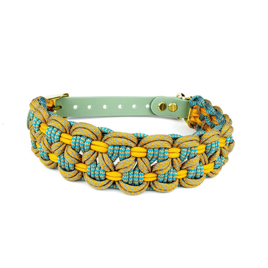 Tierluxe Hunde-Halsband Welle, Paracord, Biothane, Handgemacht